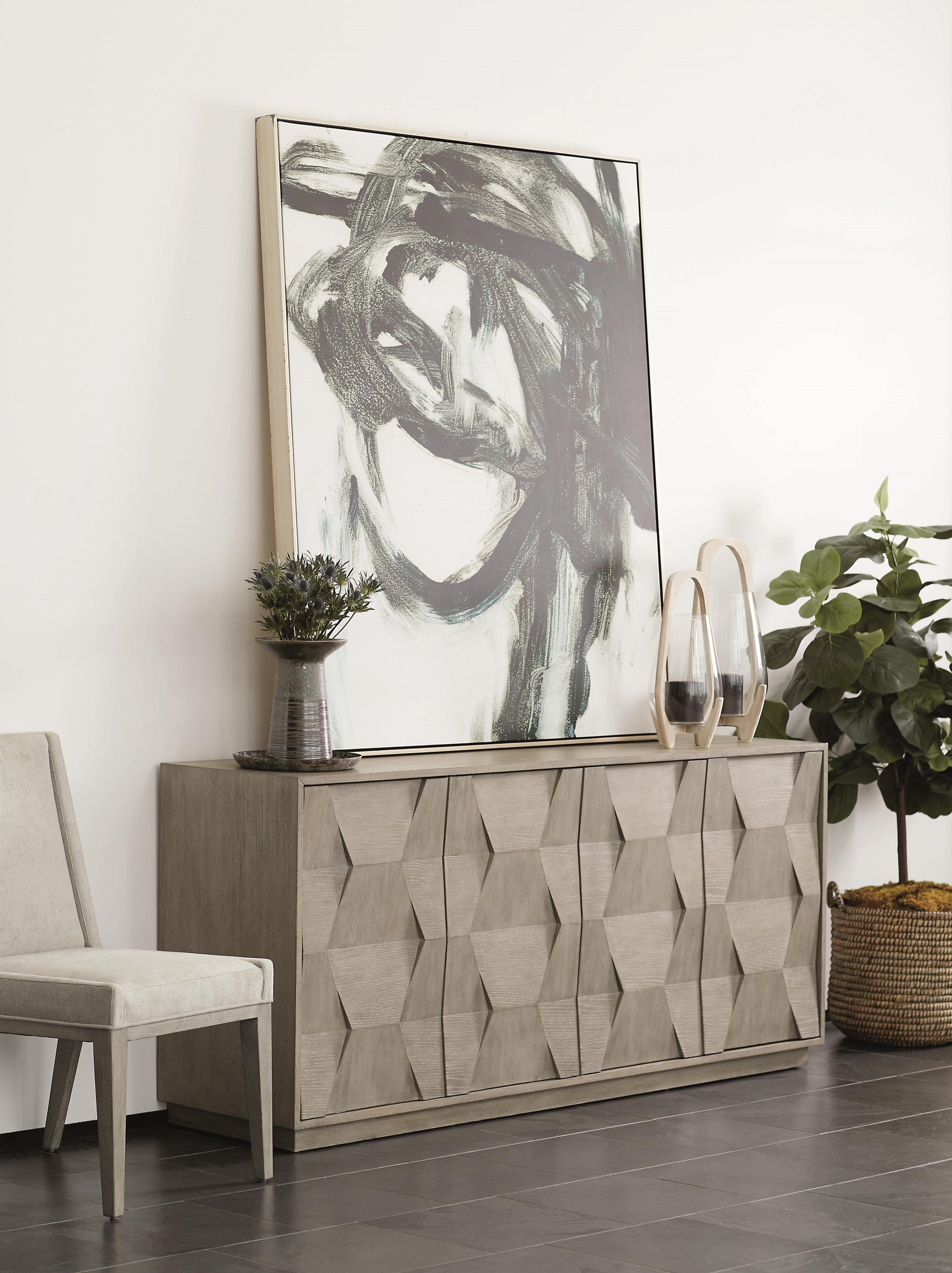 Linea Cerused Greige/Neutral Greige Side Chair - Ornate Home