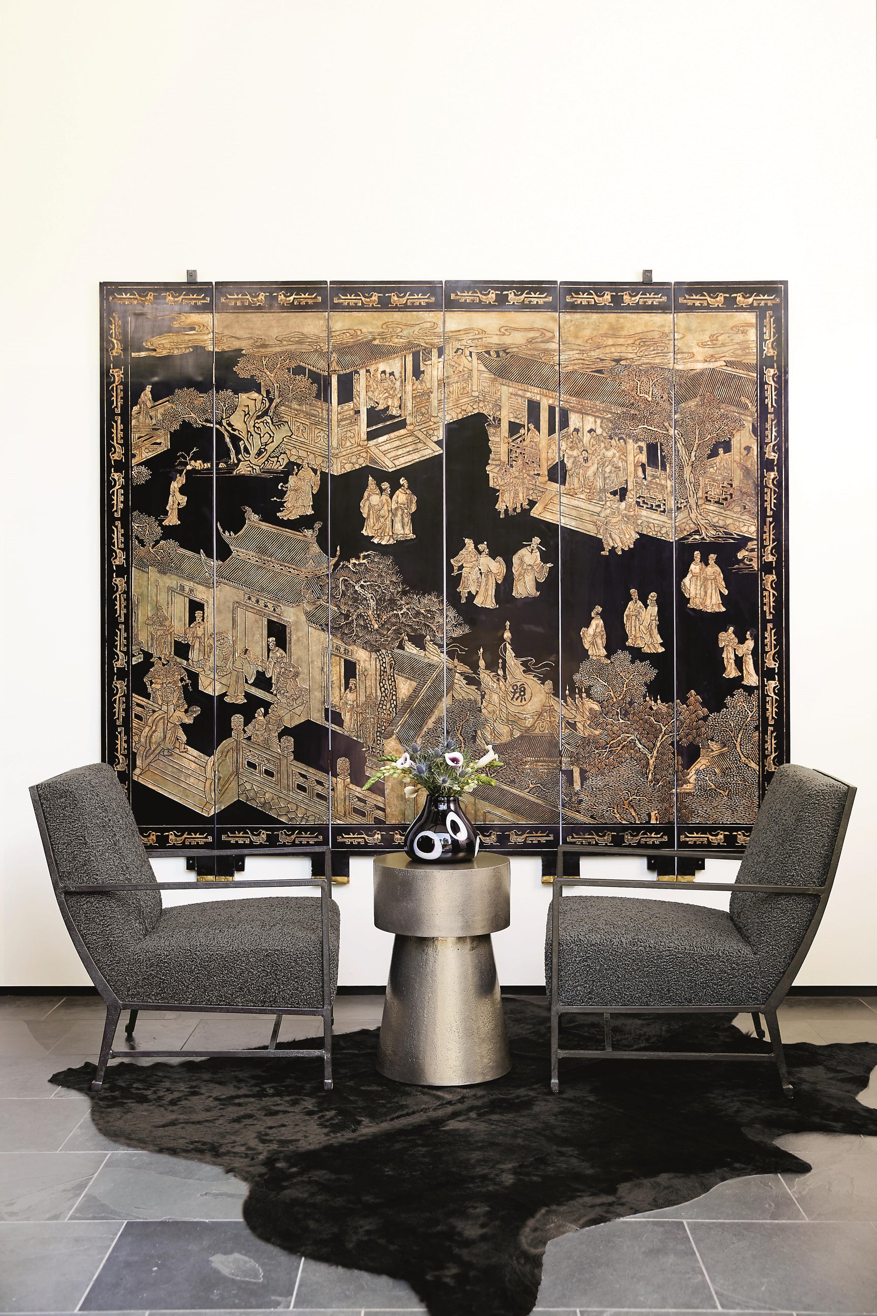 Linea Cone-Shaped Textured Graphite Side Table - Ornate Home