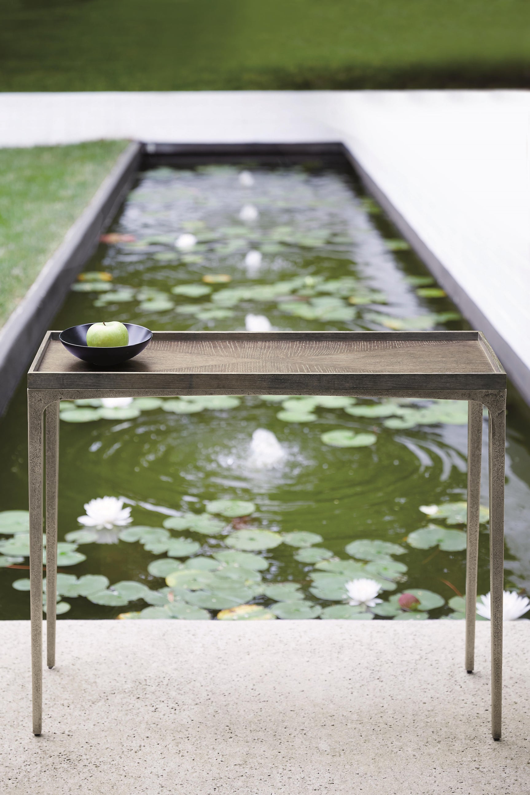 Linea Rectangular Textured Graphite/Cerused Charcoal Console Table - Ornate Home