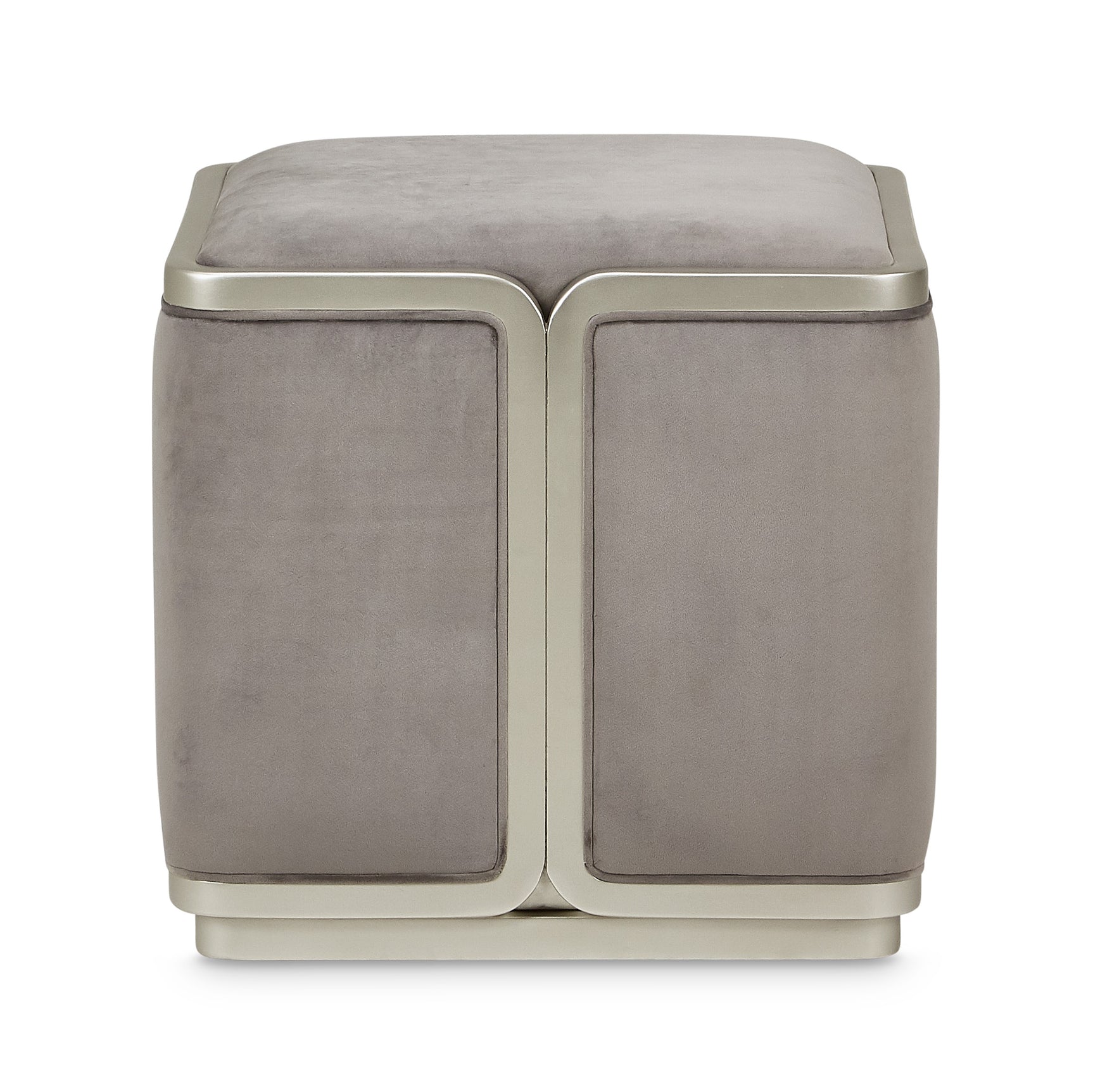 Linea Silver Mist/Gray Pearl Ottoman - Ornate Home