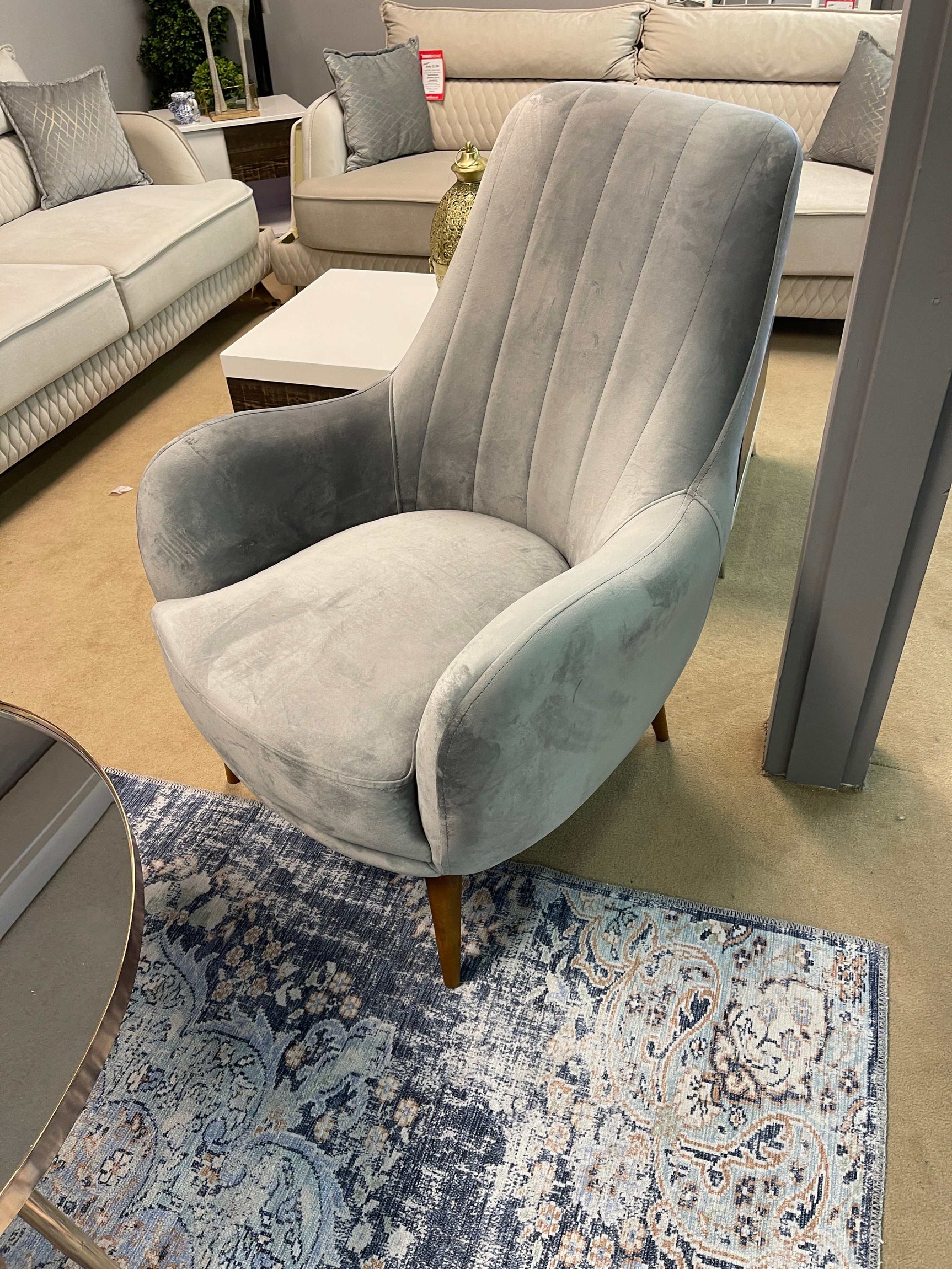 Linea Silver Velvet Accent Chair - Ornate Home