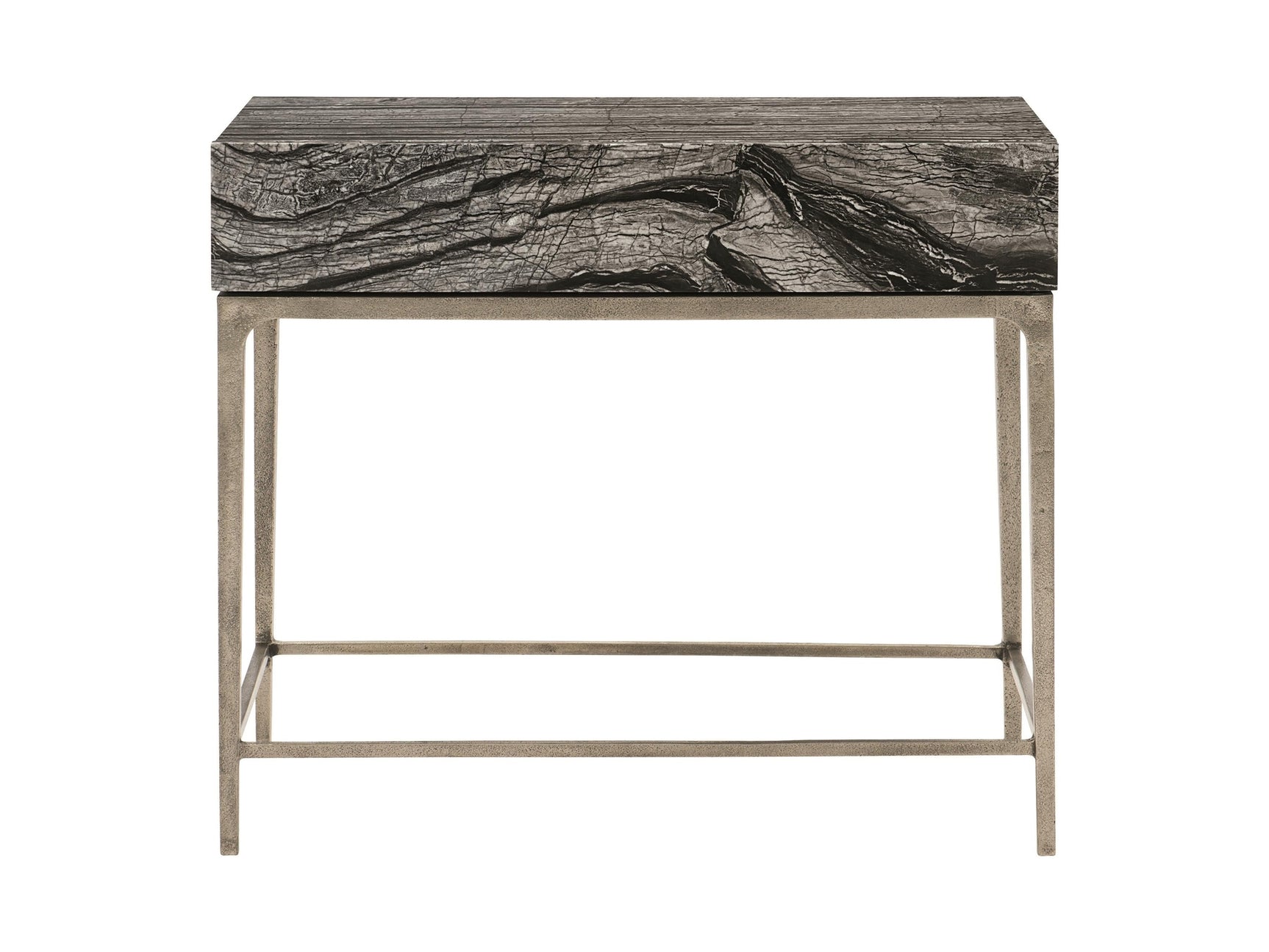 Linea Textured Graphite/Black Forest Marble Nightstand - Ornate Home