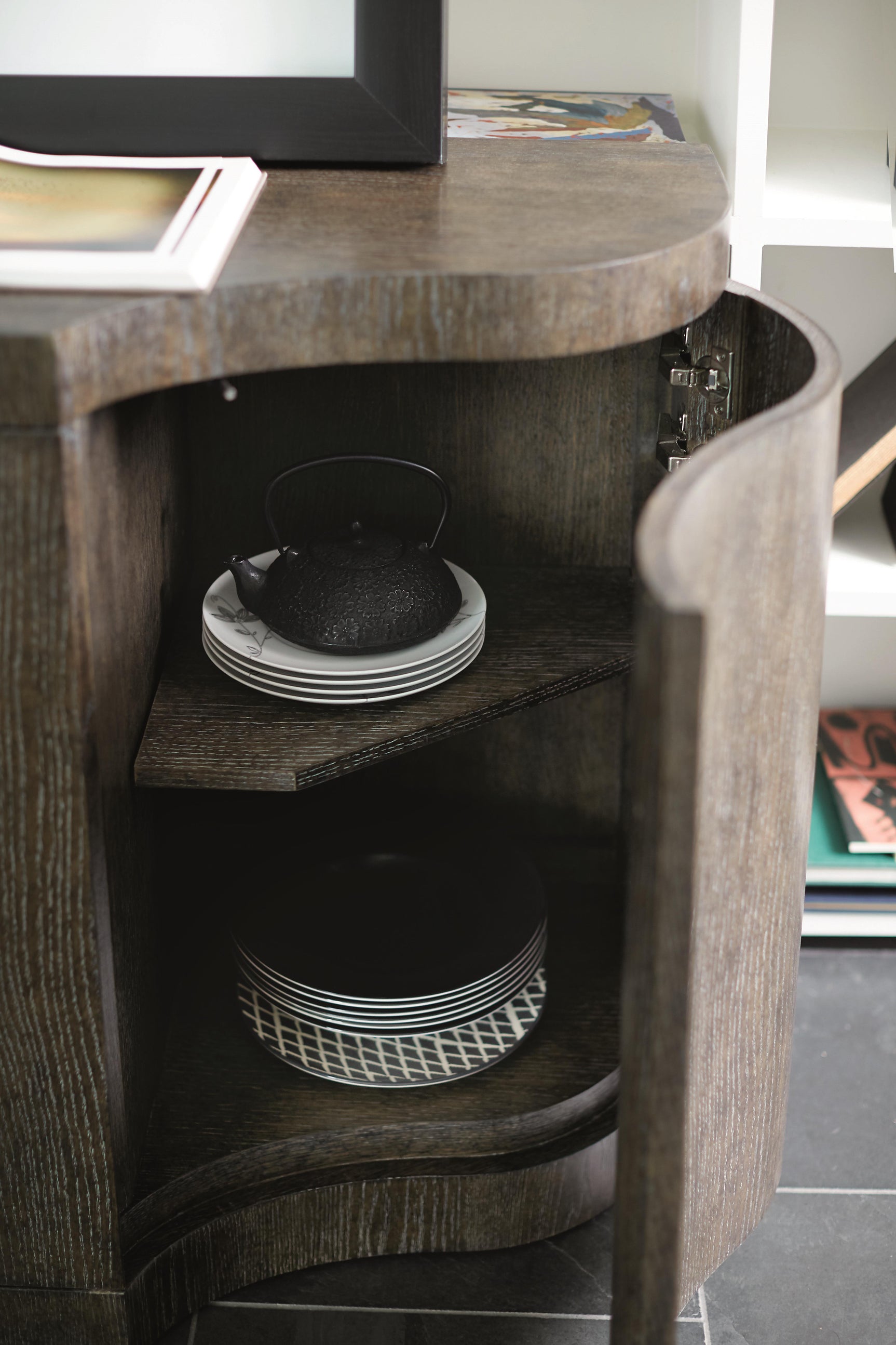 Linea Textured Graphite/Cerused Charcoal Buffet - Ornate Home