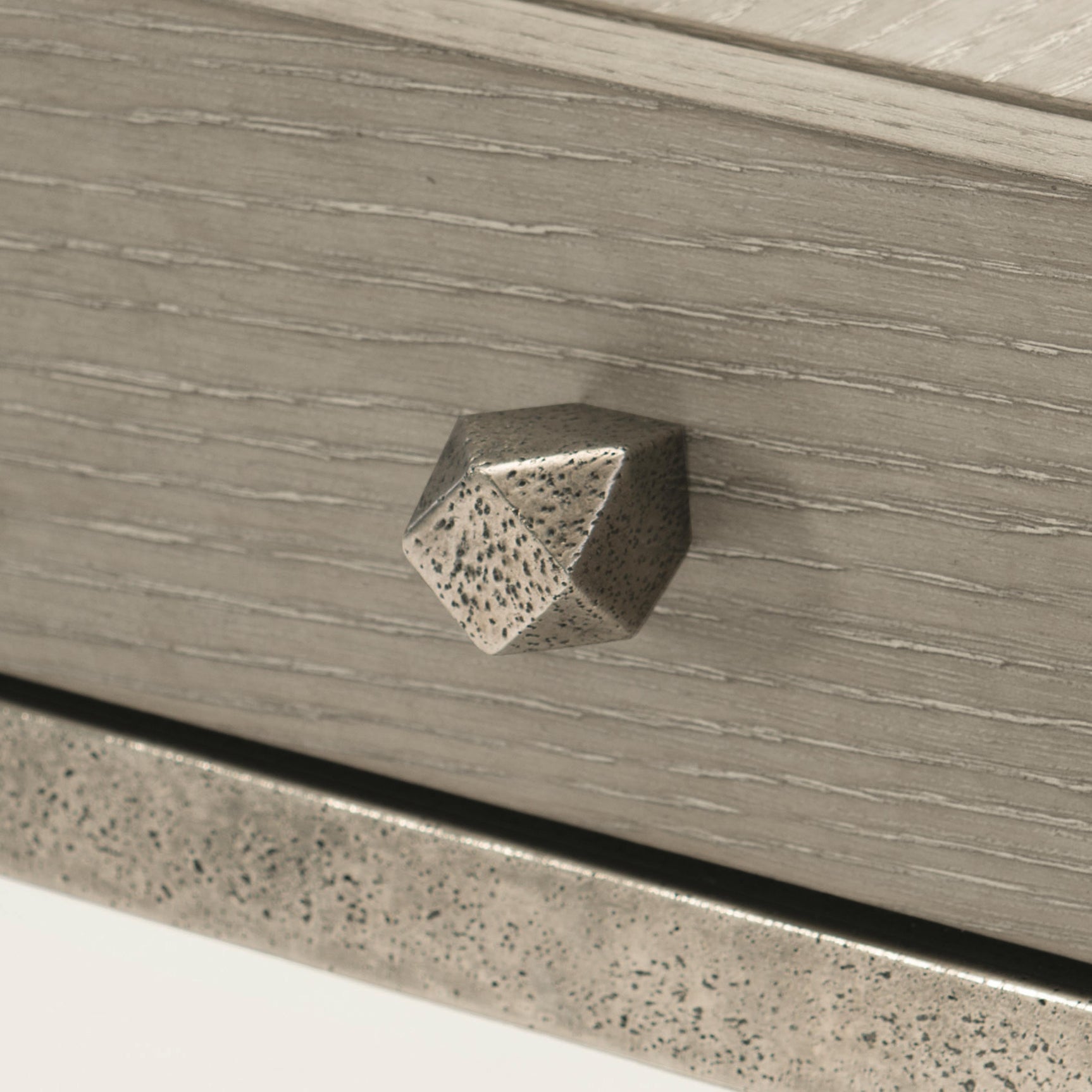 Linea Textured Graphite/Cerused Greige Side Table - Ornate Home