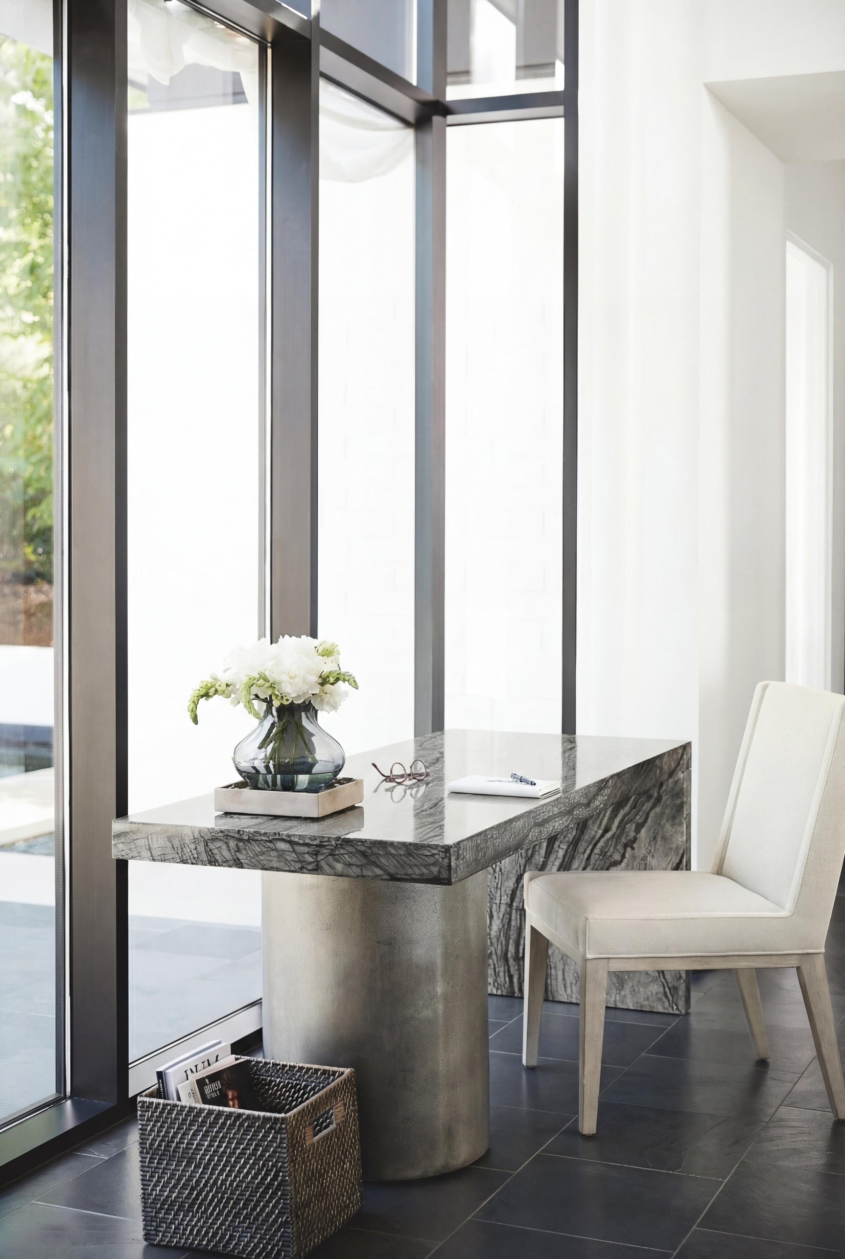 Linea Textured Graphite Desk - Ornate Home