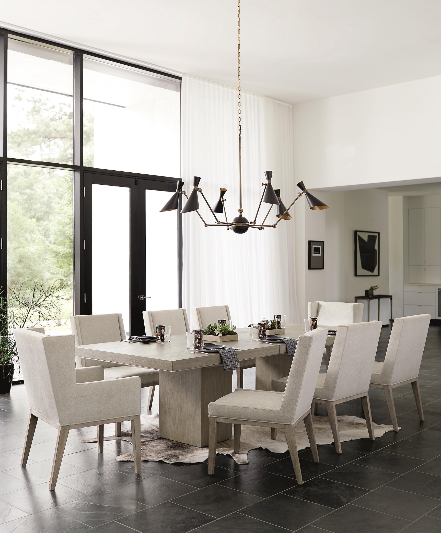 Linea Textured Graphite Dining Table - Ornate Home