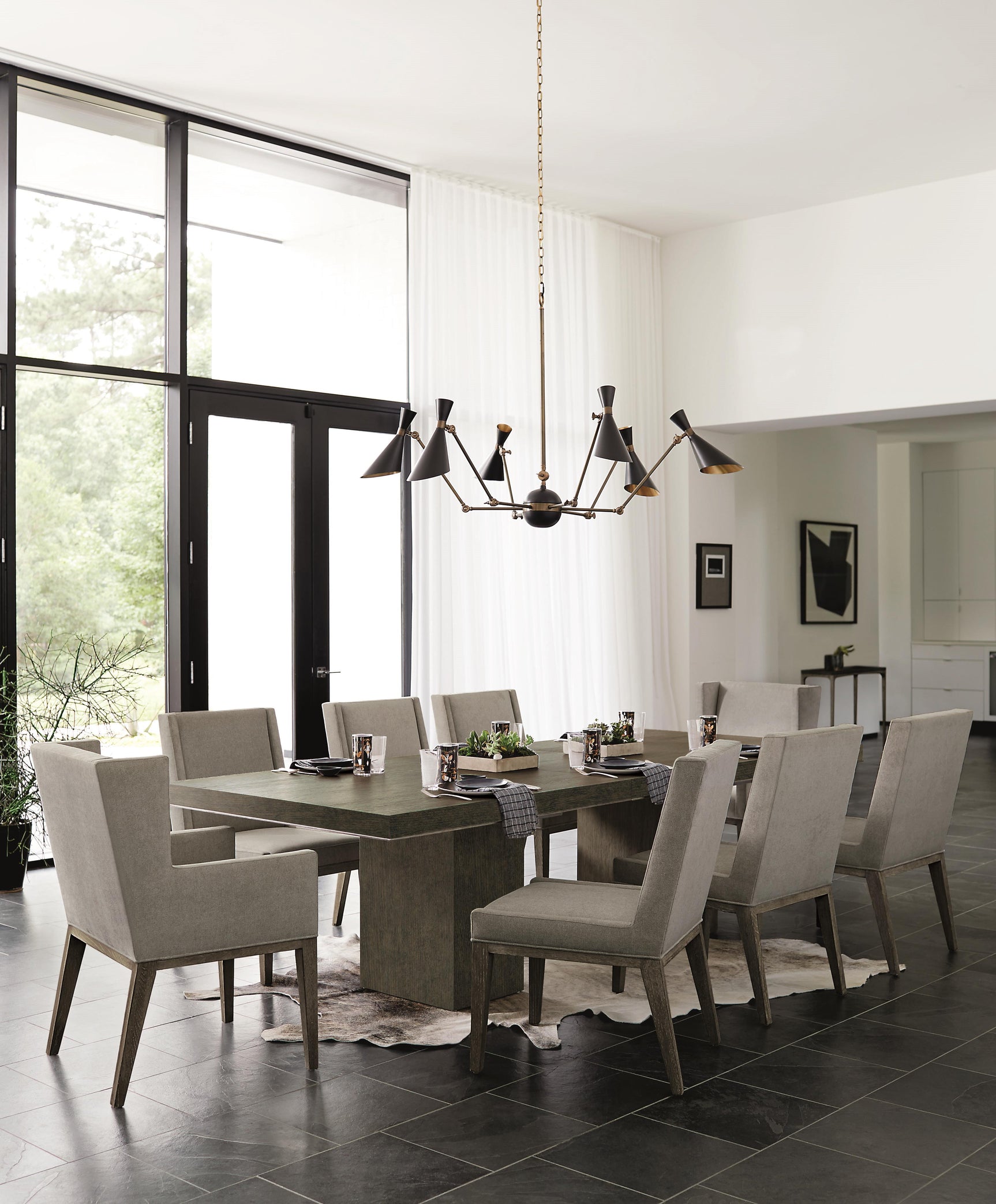 Linea Textured Graphite Dining Table - Ornate Home