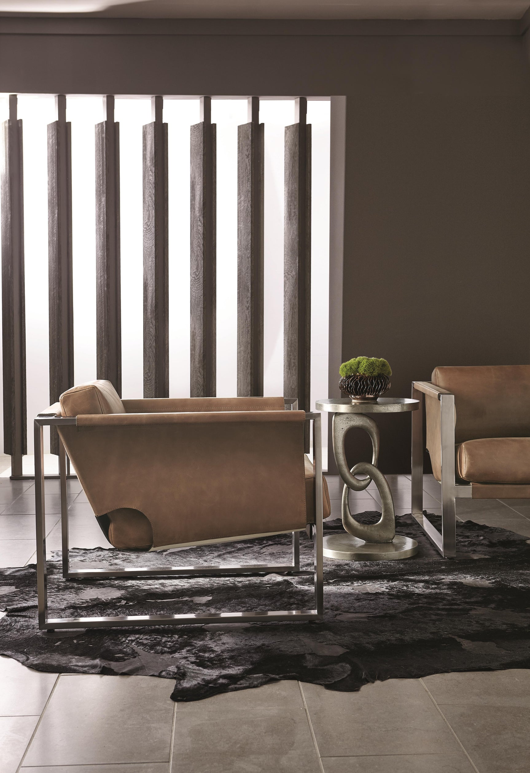 Linea Textured Graphite Side Table (Interlocking Loop) - Ornate Home