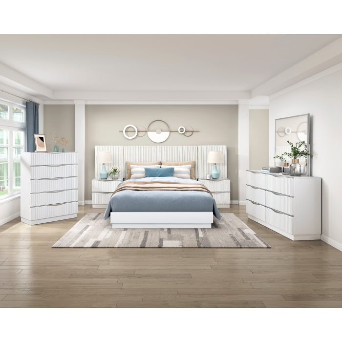 Linea White 5pc Set Eastern King Wall Bed - Ornate Home