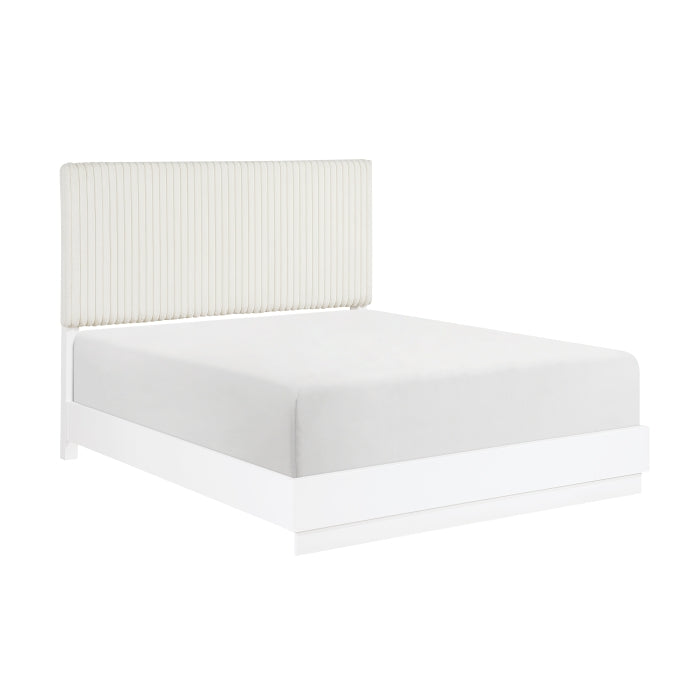 Linea White Eastern King Bed - Ornate Home