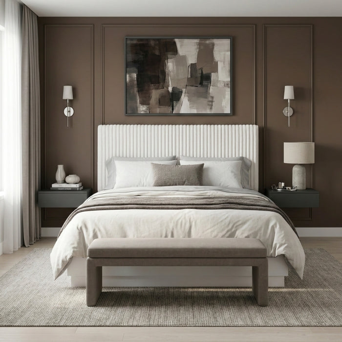 Linea White Eastern King Bed - Ornate Home