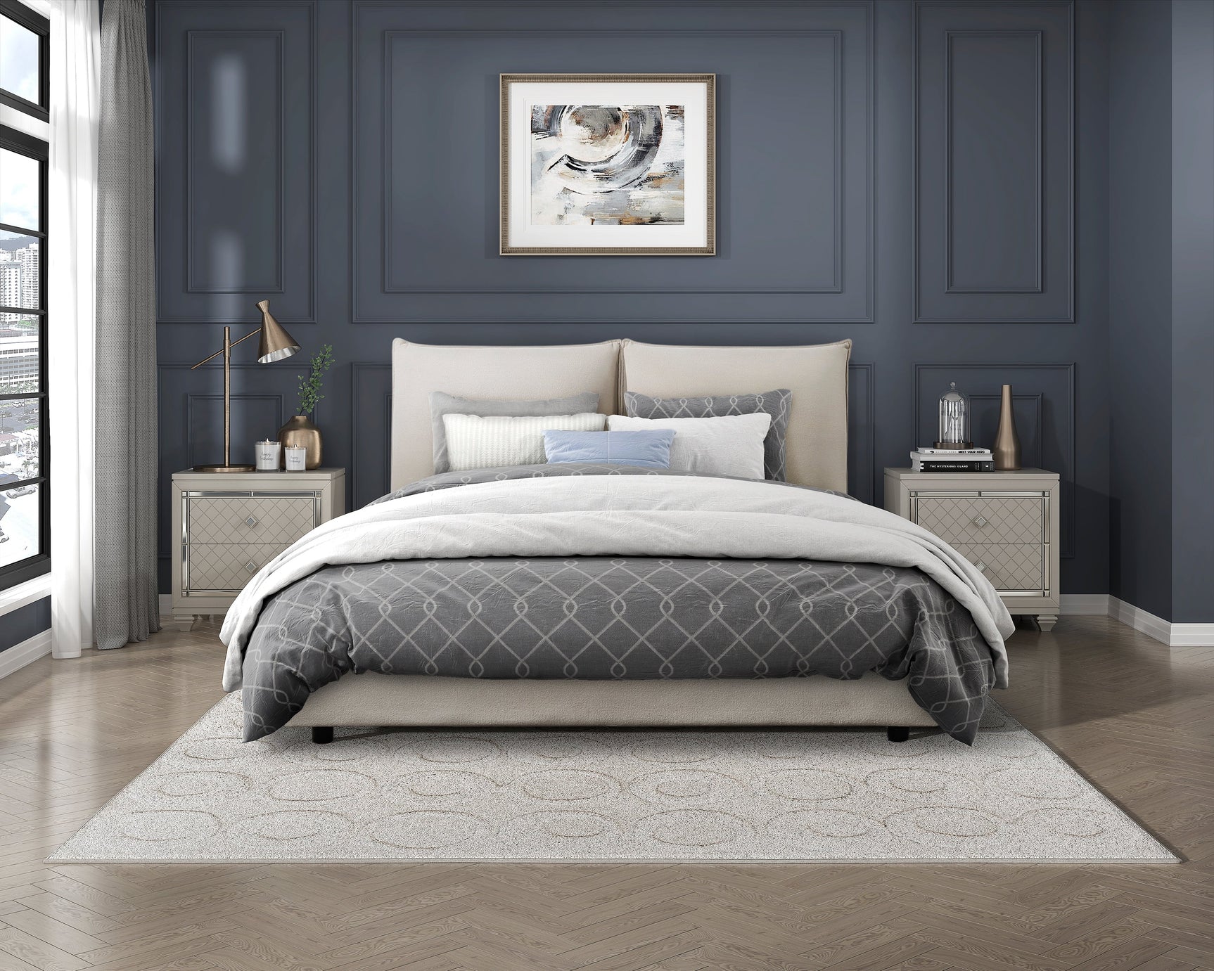 Linna Beige Full Platform Bed - Ornate Home