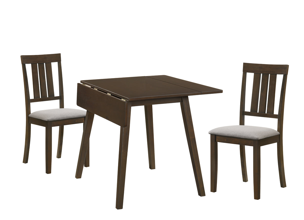 Lino Brown/Gray 3-Piece Drop Leaf Dining Set - Ornate Home