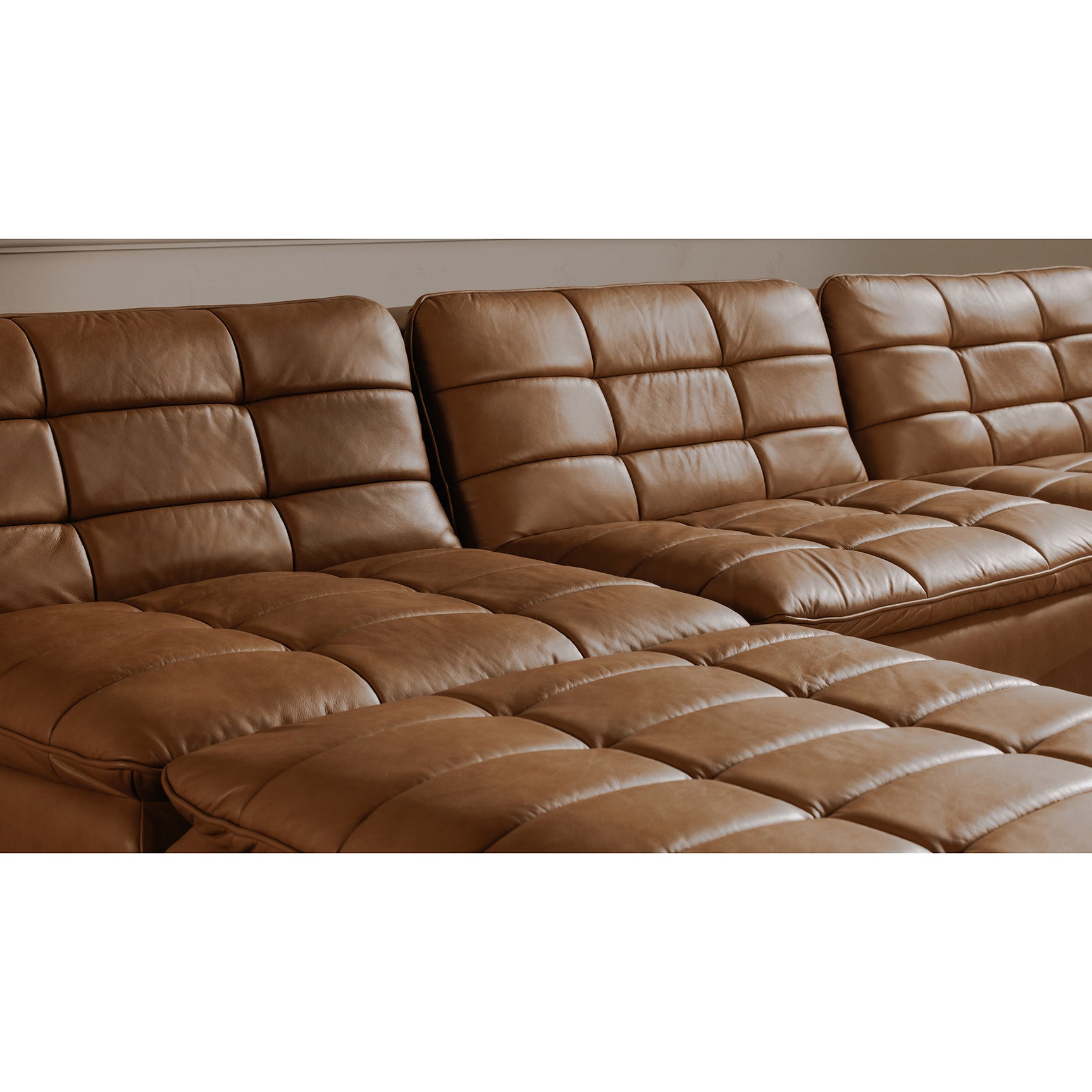 Lino Tan Leather Armless Modular Sofa - Ornate Home