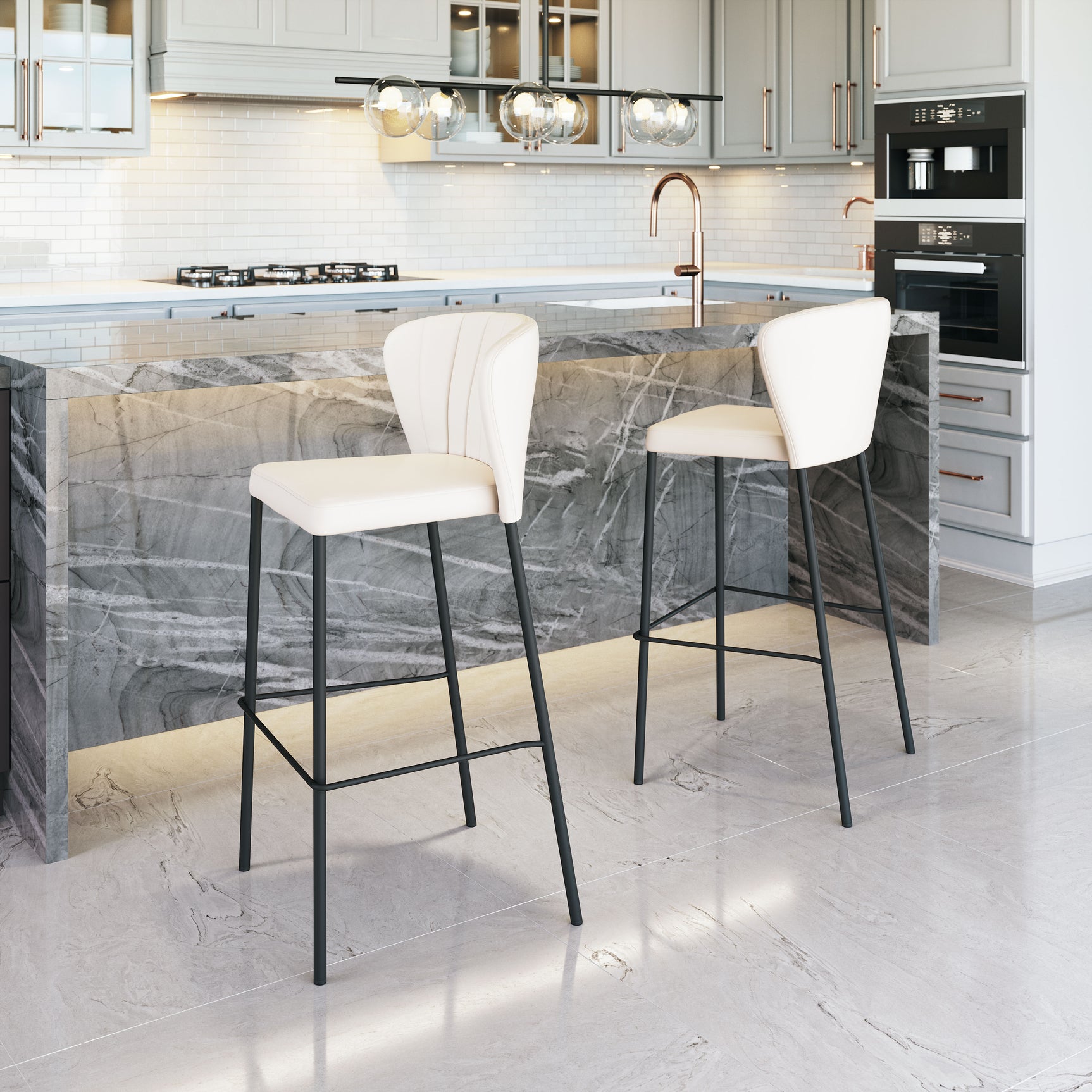 Linz Cream Barstool (Set of 2) - Ornate Home