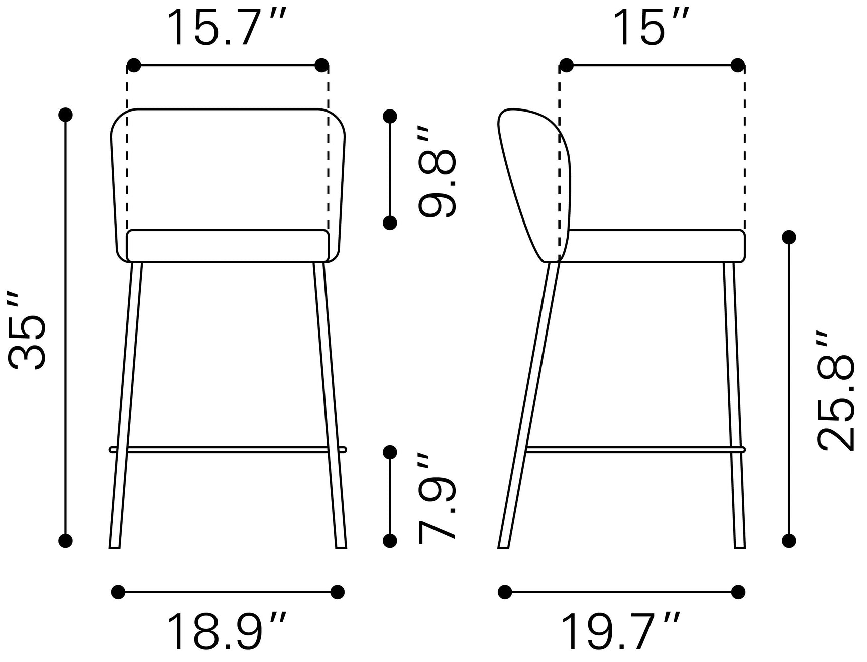 Linz Gray Counter Stool (Set of 2) - Ornate Home