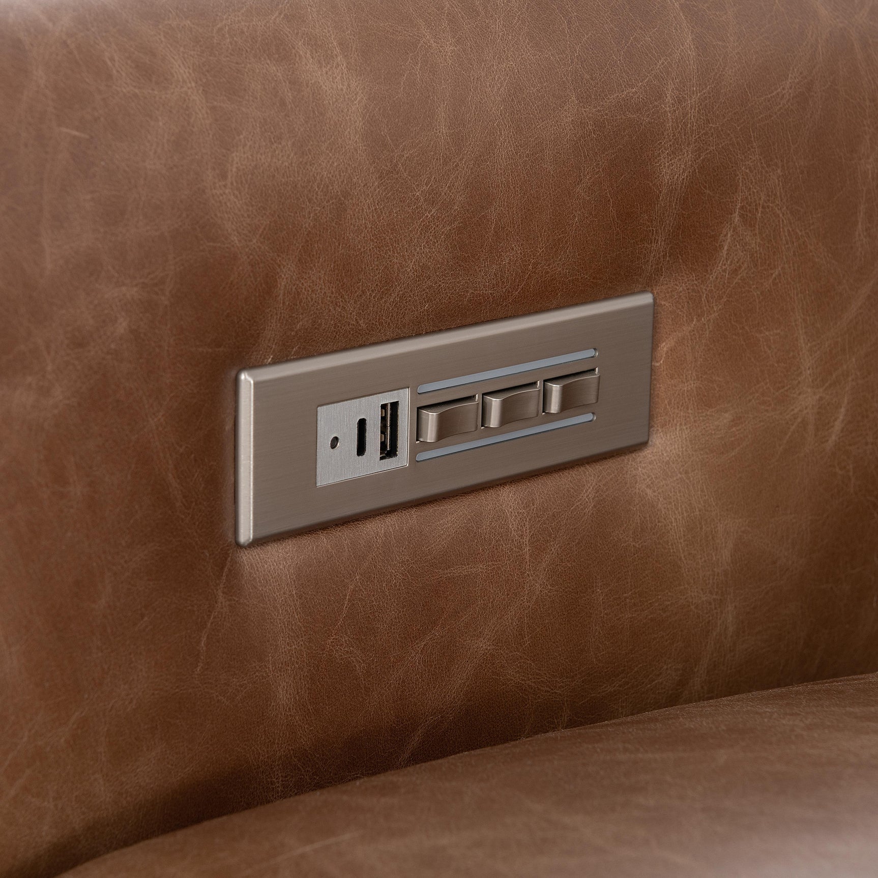 Lioni Brown Leather Power Motion Chair - Ornate Home