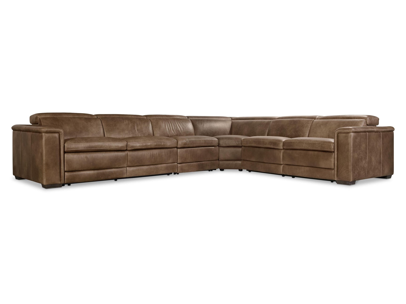 Lioni Brown Leather Power Motion Sectional - Ornate Home