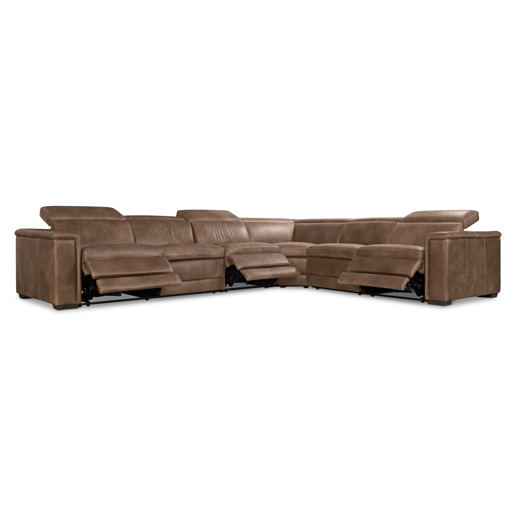 Lioni Brown Leather Power Motion Sectional - Ornate Home