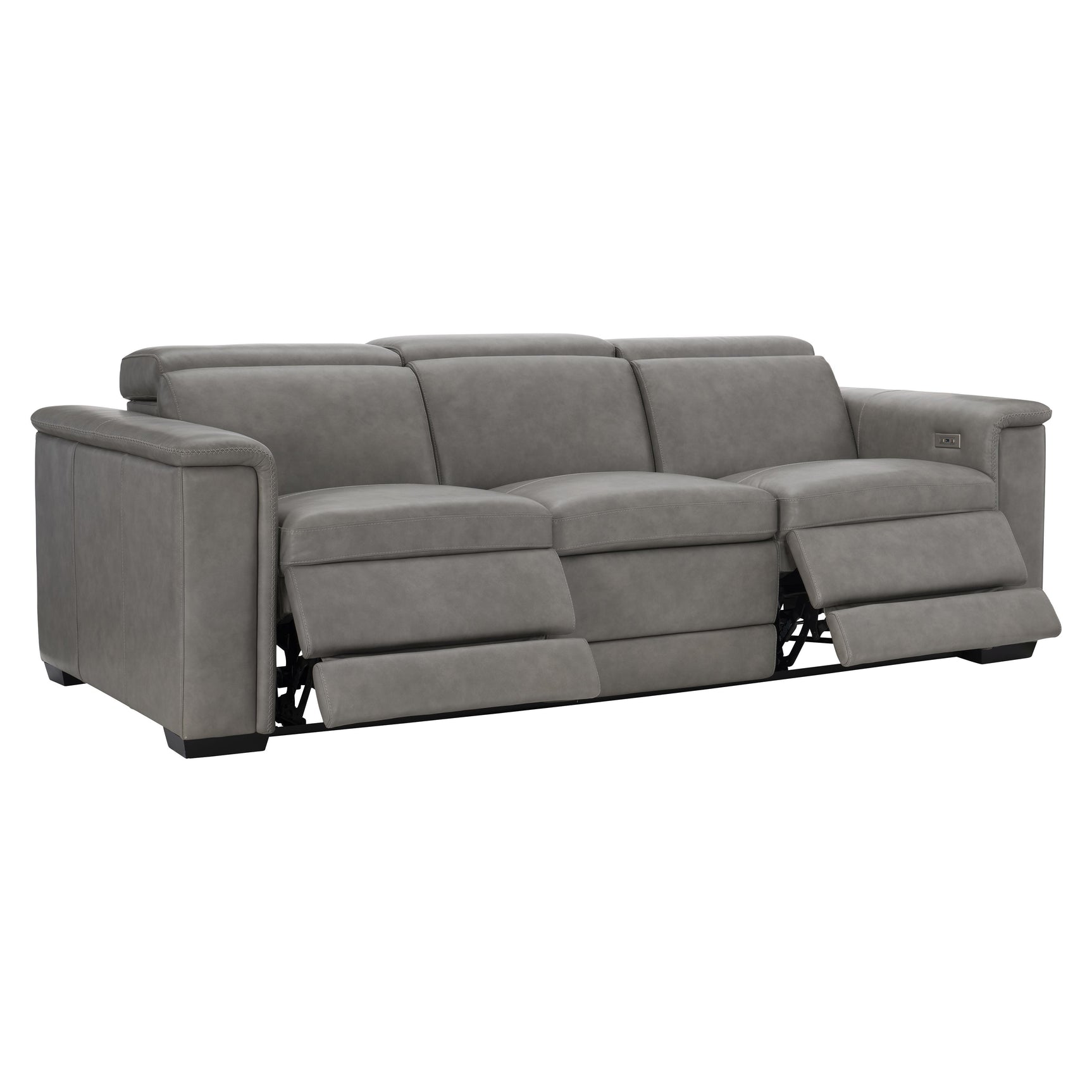 Lioni Grey Leather Power Motion Sofa - Ornate Home