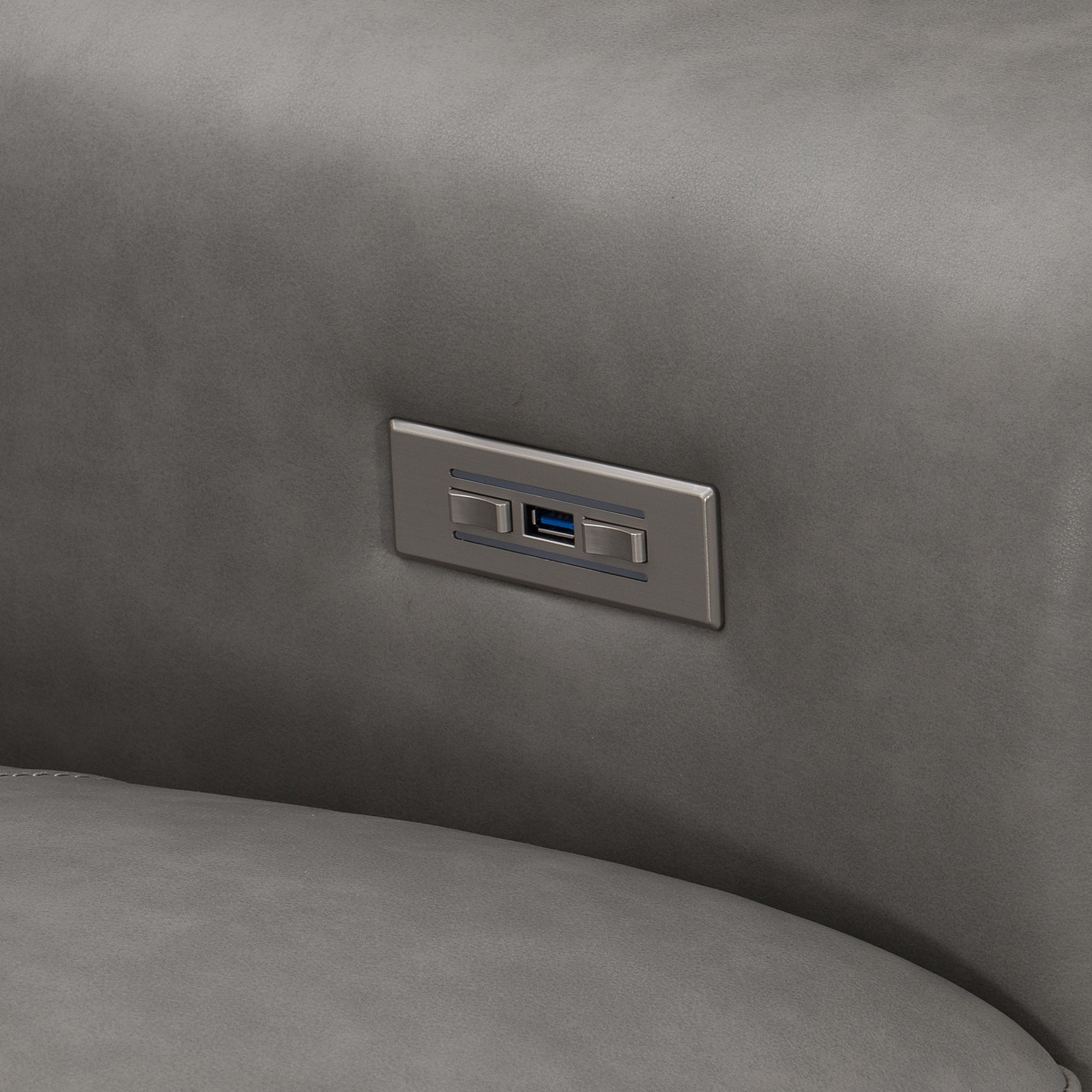 Lioni Grey Leather Power Motion Sofa - Ornate Home