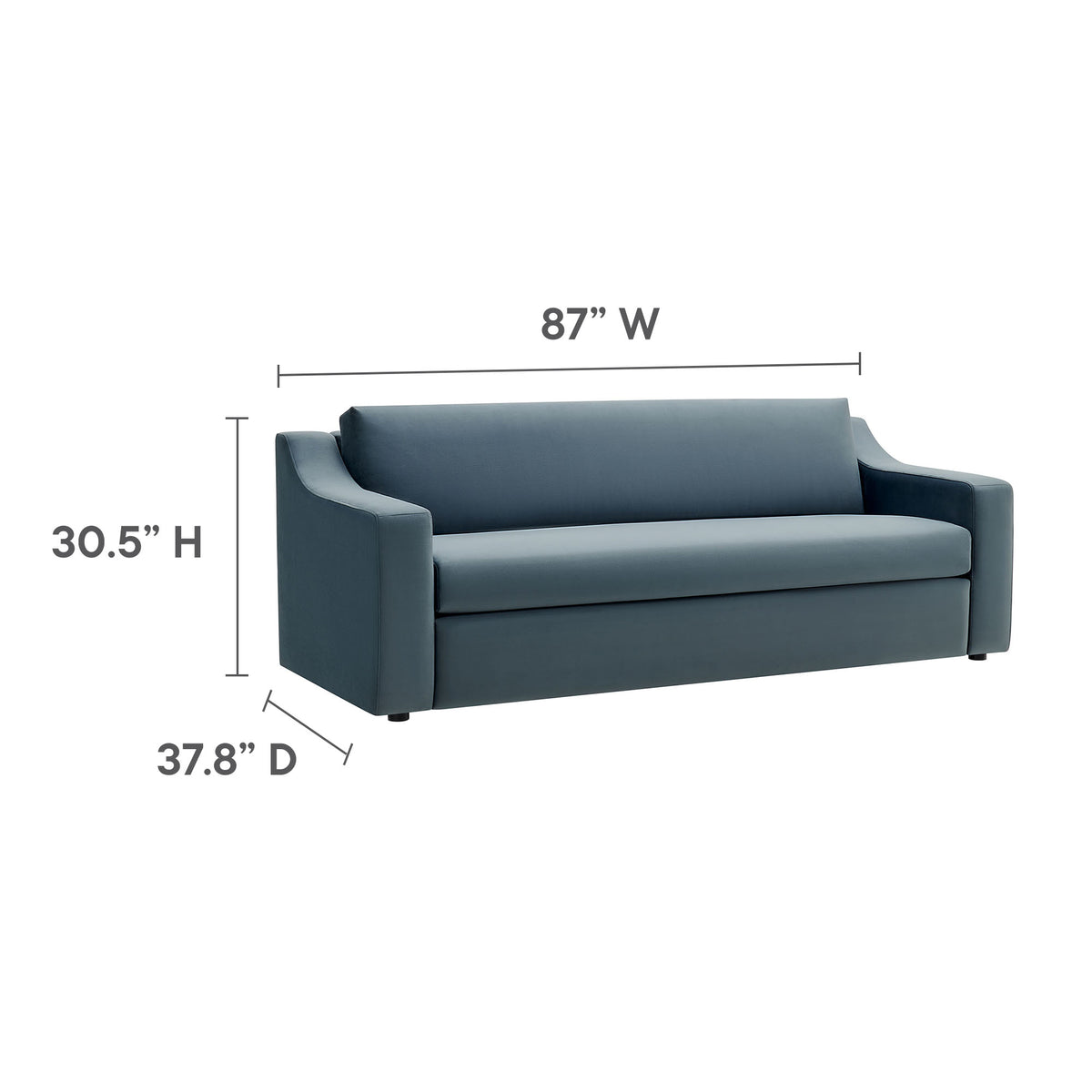 Liora Cadet Blue Performance Velvet Sofa - Ornate Home