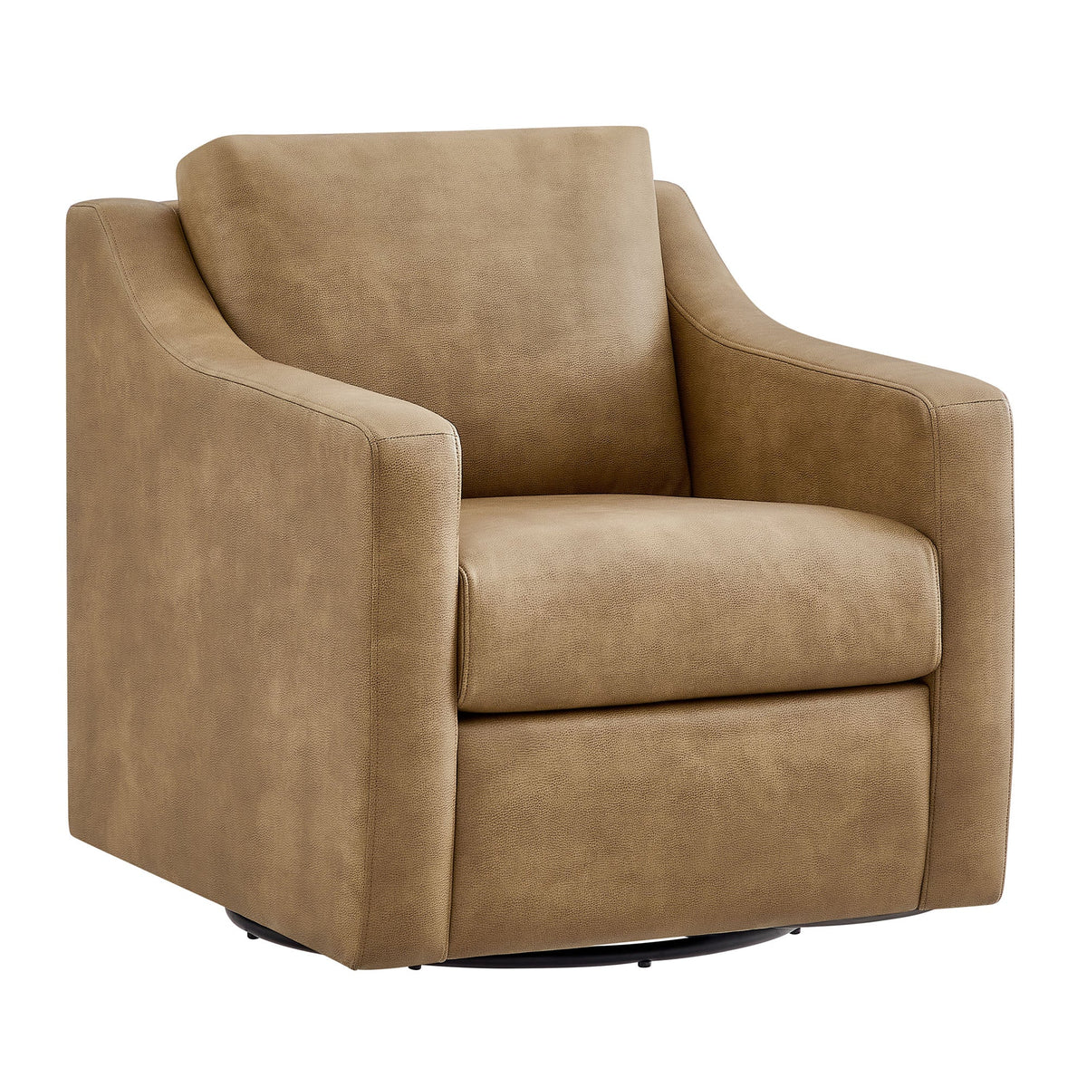 Liora Toast Vegan Leather Swivel Armchair - Ornate Home