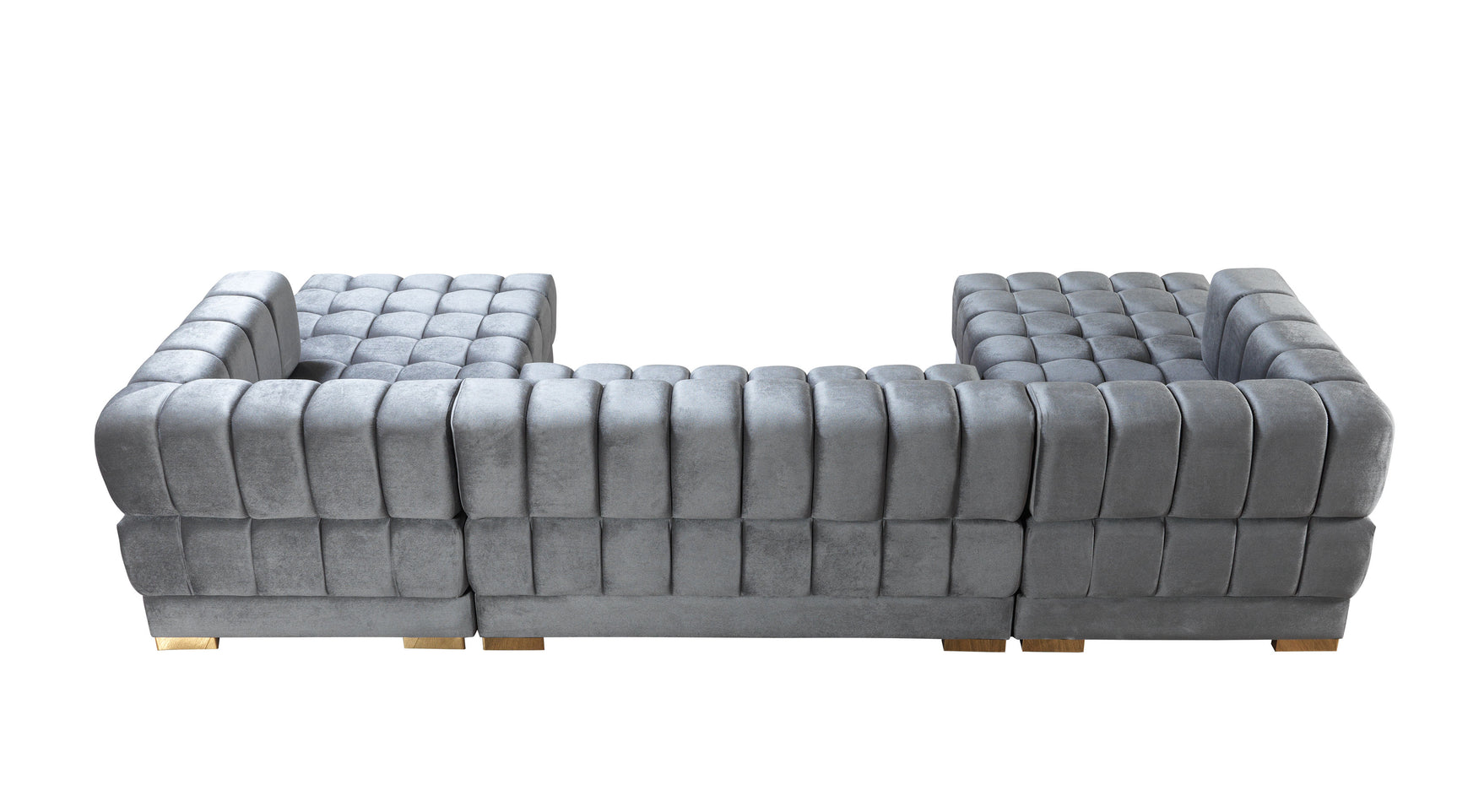Lipa Gray Velvet Double Chaise "U" Shape Sectional Sofa - Ornate Home