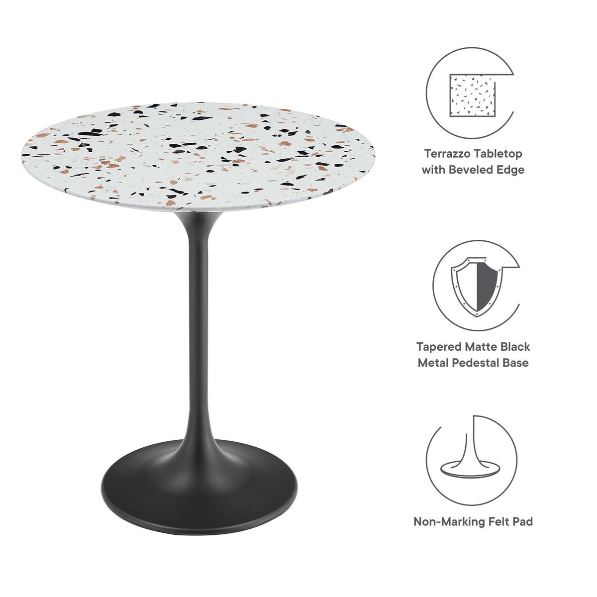 Lippa Black 20" Round Terrazzo Side Table - Ornate Home