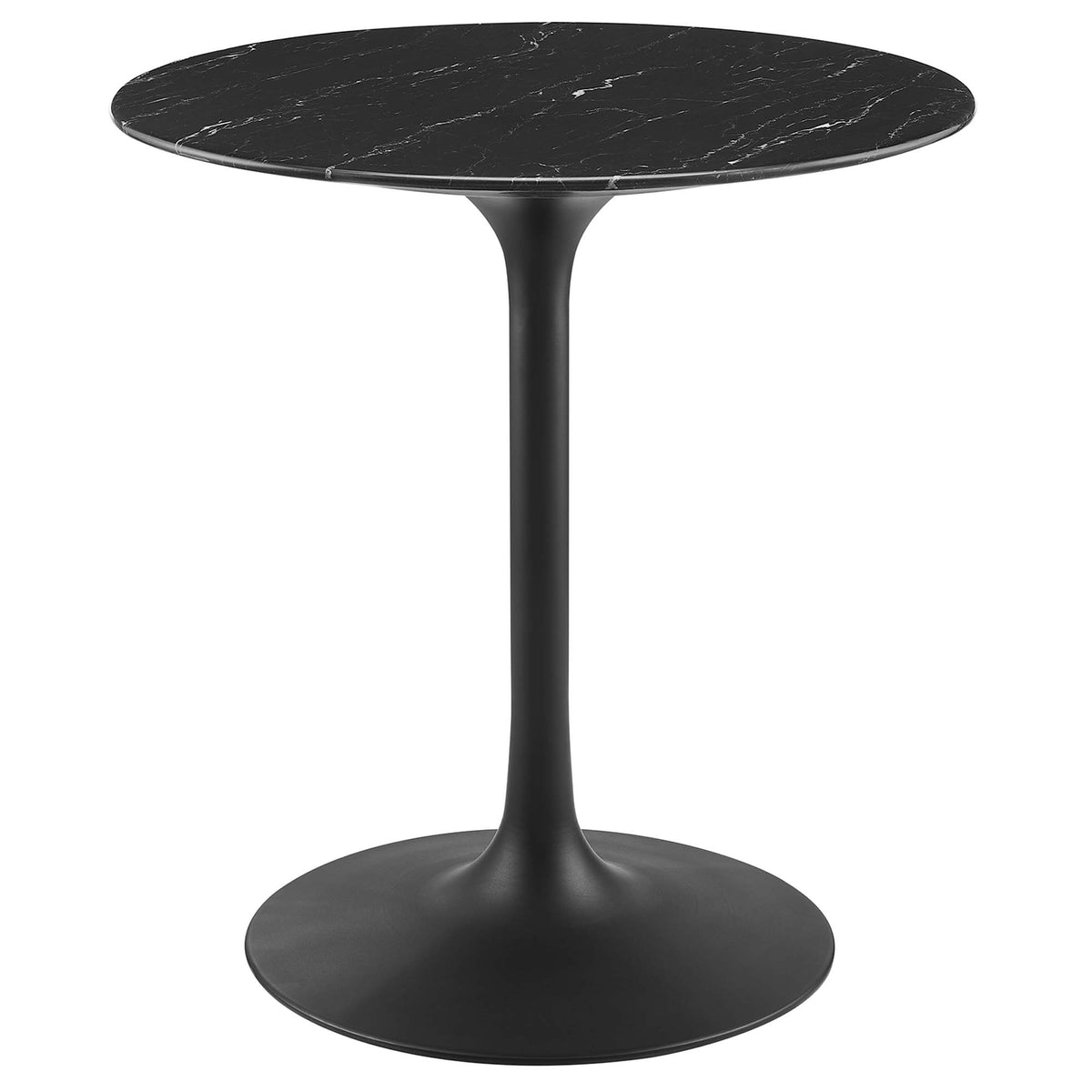Lippa Black 28" Round Faux Marble Dining Table - Ornate Home