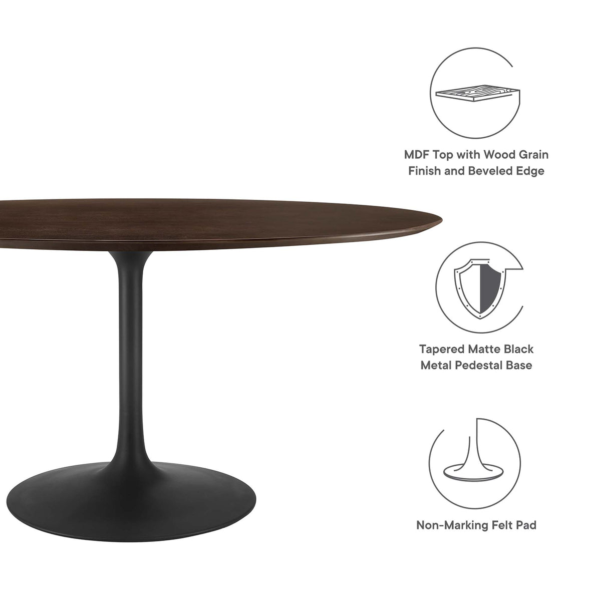 Lippa Black/Cherry Walnut 60" Oval Wood Dining Table - Ornate Home
