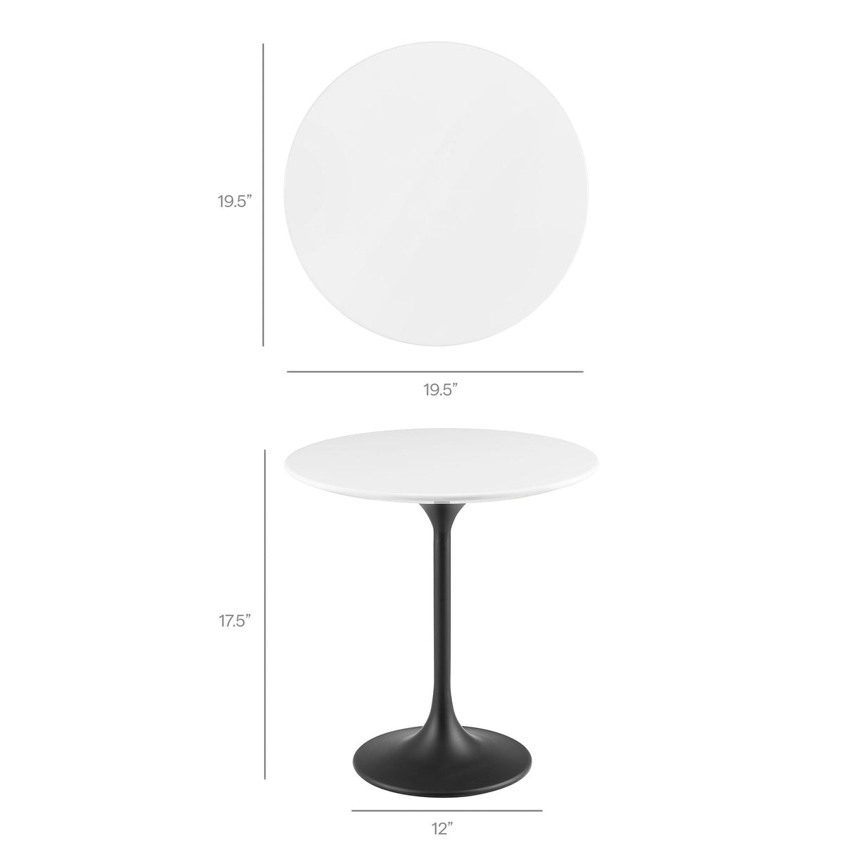 Lippa Black/White 20" Round Wood Side Table - 19.5x19.5" - Ornate Home