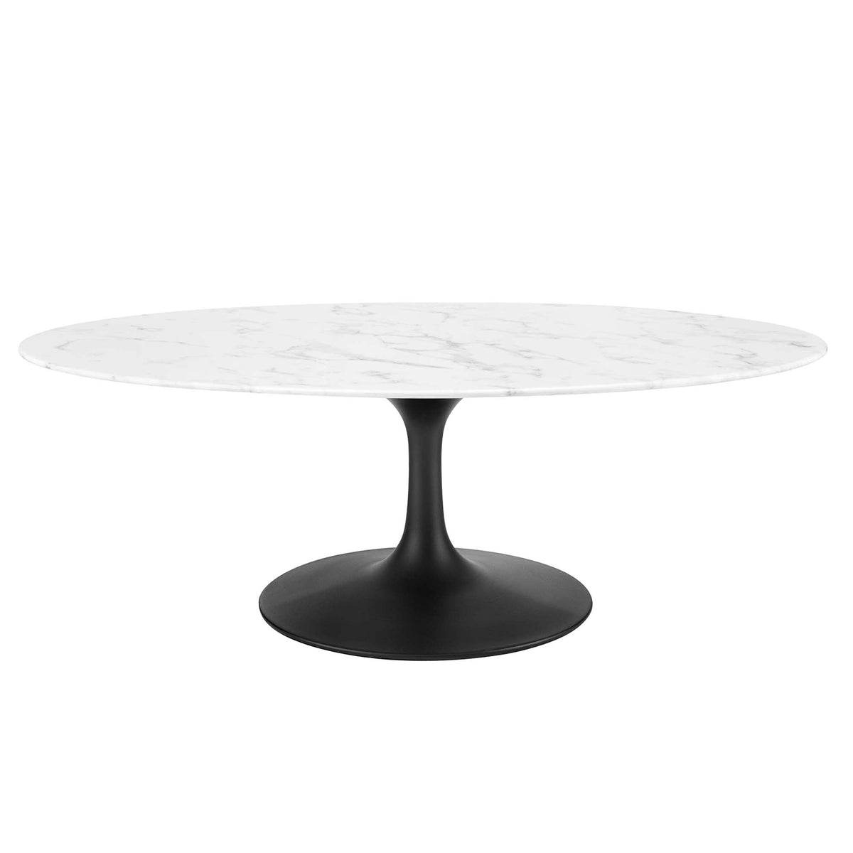 Lippa Black/White 48" Oval Faux Marble Coffee Table - Ornate Home