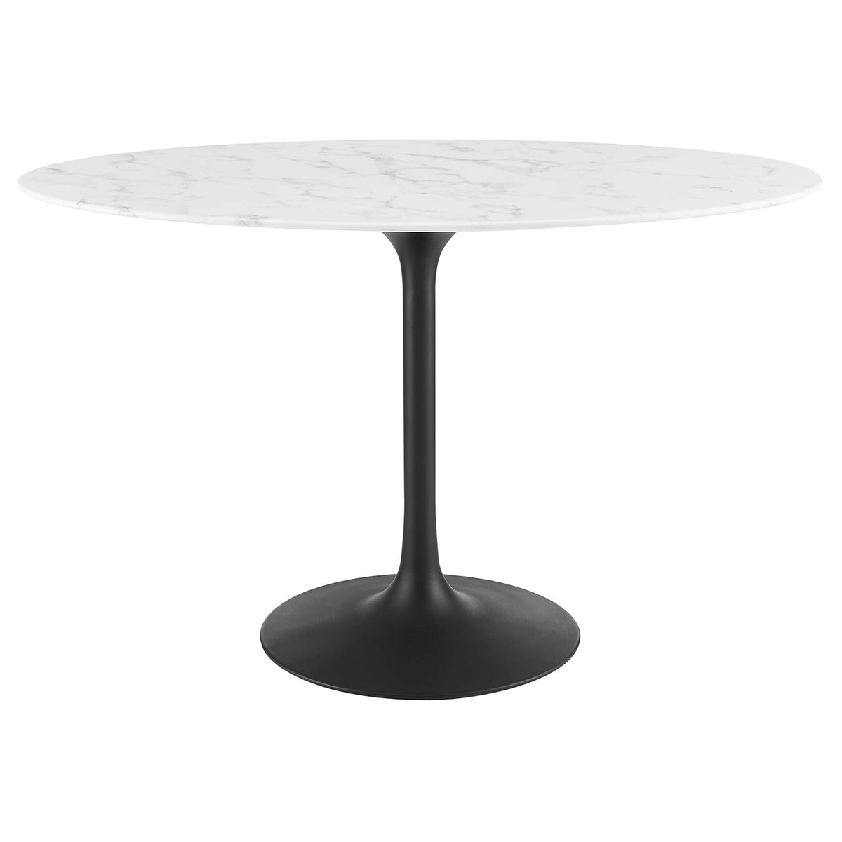 Lippa Black/White 48" Oval Faux Marble Dining Table - Ornate Home