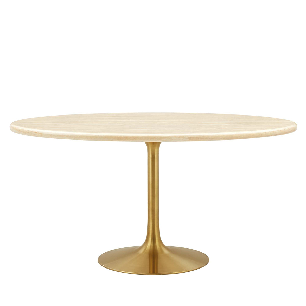 Lippa Gold 60" Oval Faux Travertine Dining Table - Ornate Home