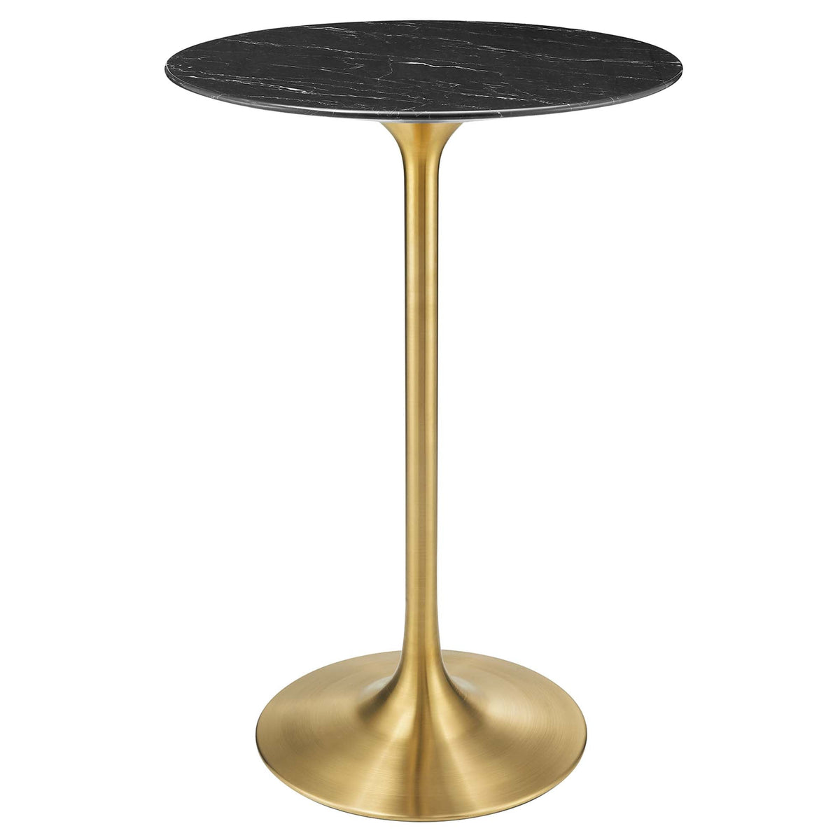 Lippa Gold/Black 28" Round Faux Marble Bar Table - Ornate Home