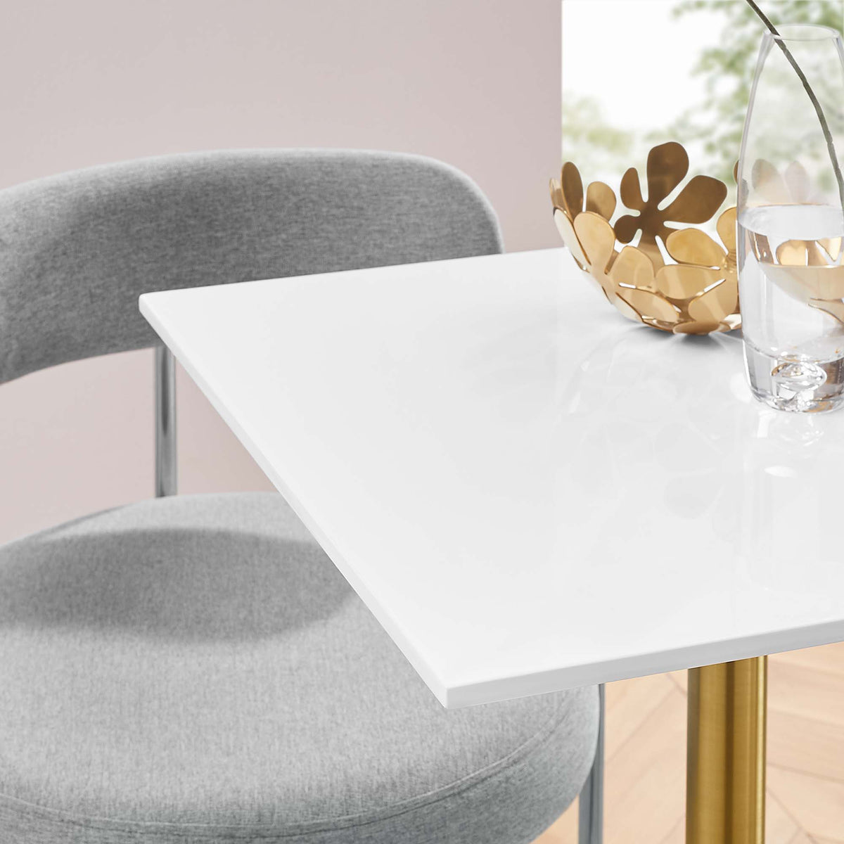 Lippa Gold/White 24" Square Wood Dining Table - Ornate Home