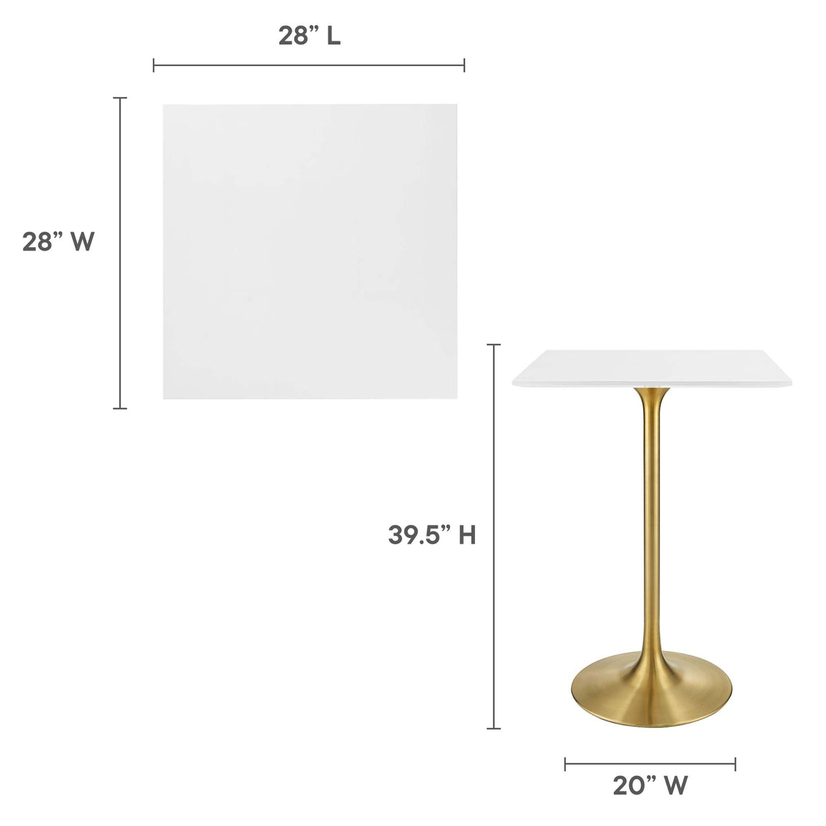 Lippa Gold/White 28" Square Wood Bar Table - Ornate Home