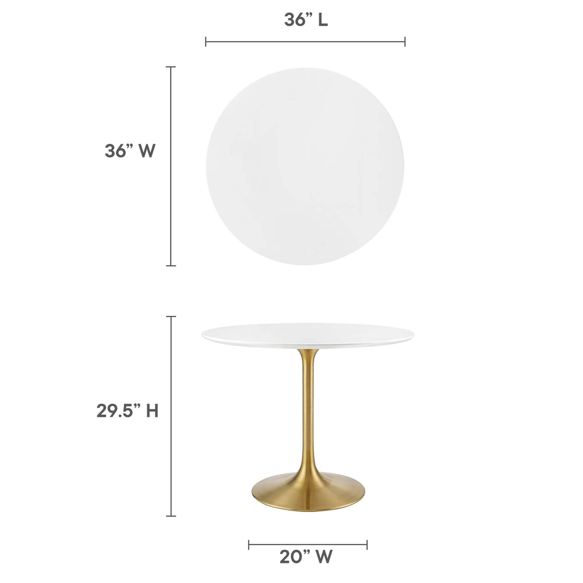Lippa Gold/White 36" Round Wood Dining Table - Ornate Home