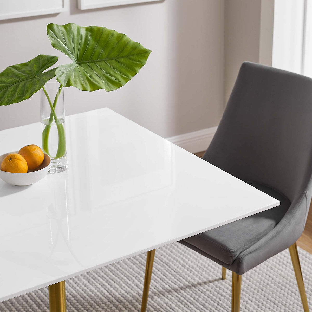 Lippa Gold/White 36" Square Wood Dining Table - Ornate Home