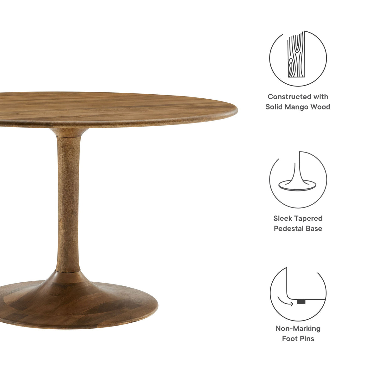 Lippa Natural 48" Round Solid Wood Dining Table - Ornate Home