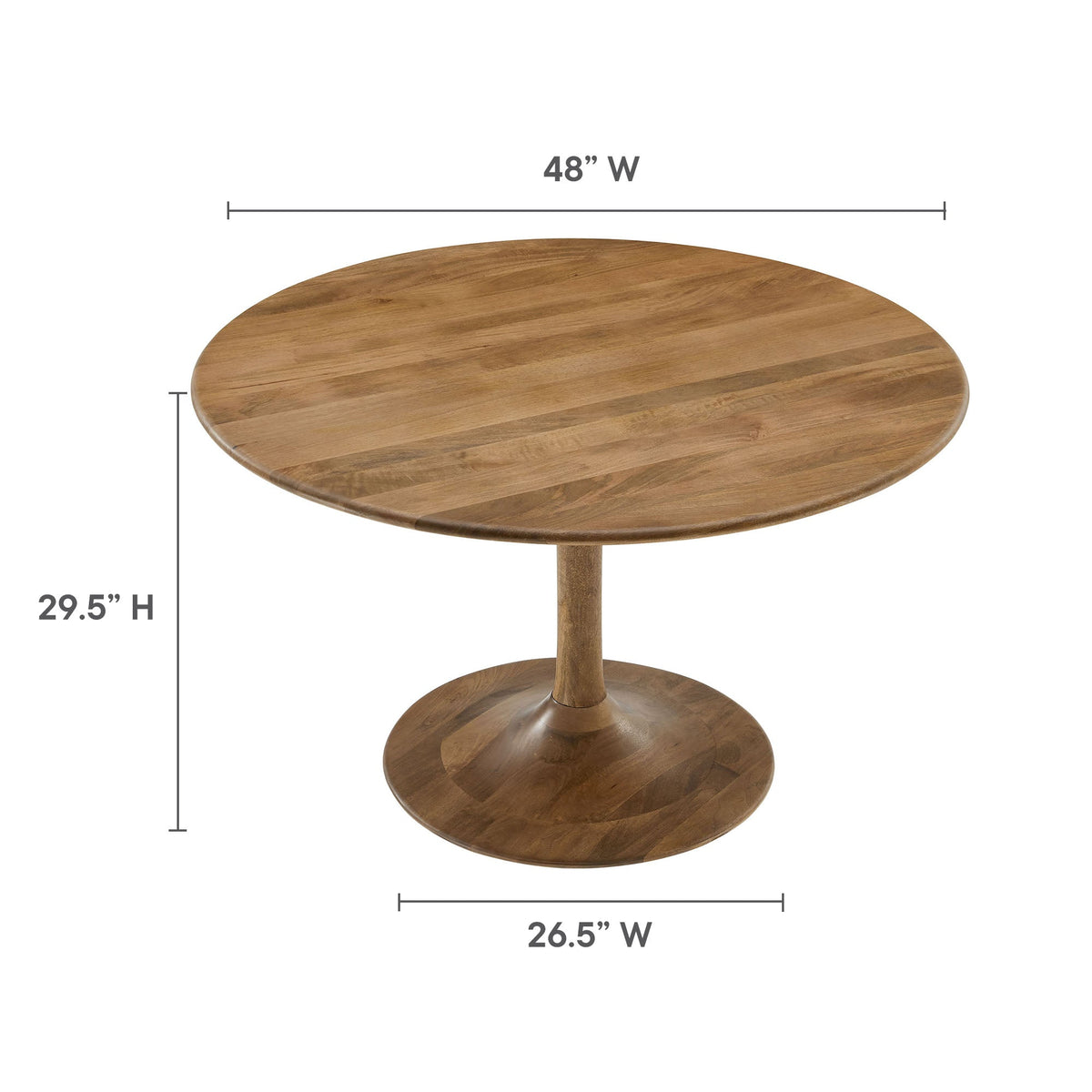 Lippa Natural 48" Round Solid Wood Dining Table - Ornate Home