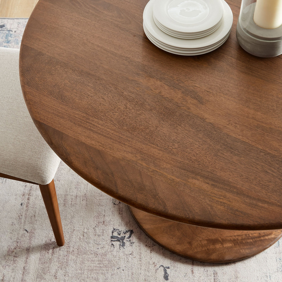 Lippa Walnut 48" Round Solid Wood Dining Table - Ornate Home