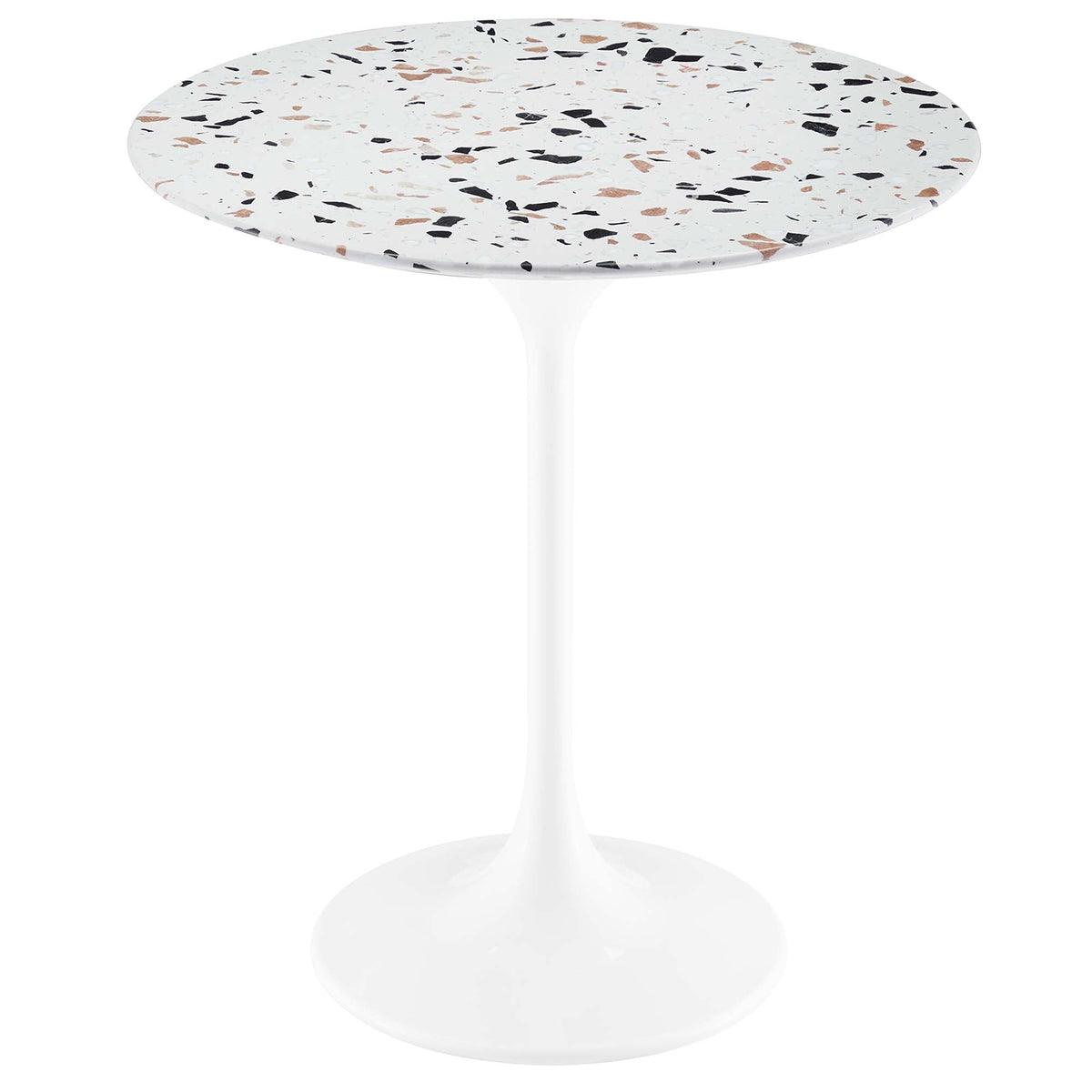 Lippa White 20" Round Terrazzo Side Table - Ornate Home