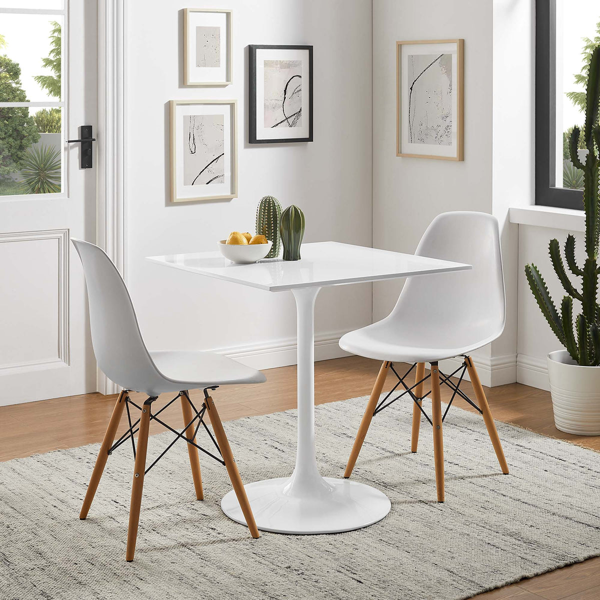 Lippa White 28" Square Wood Dining Table