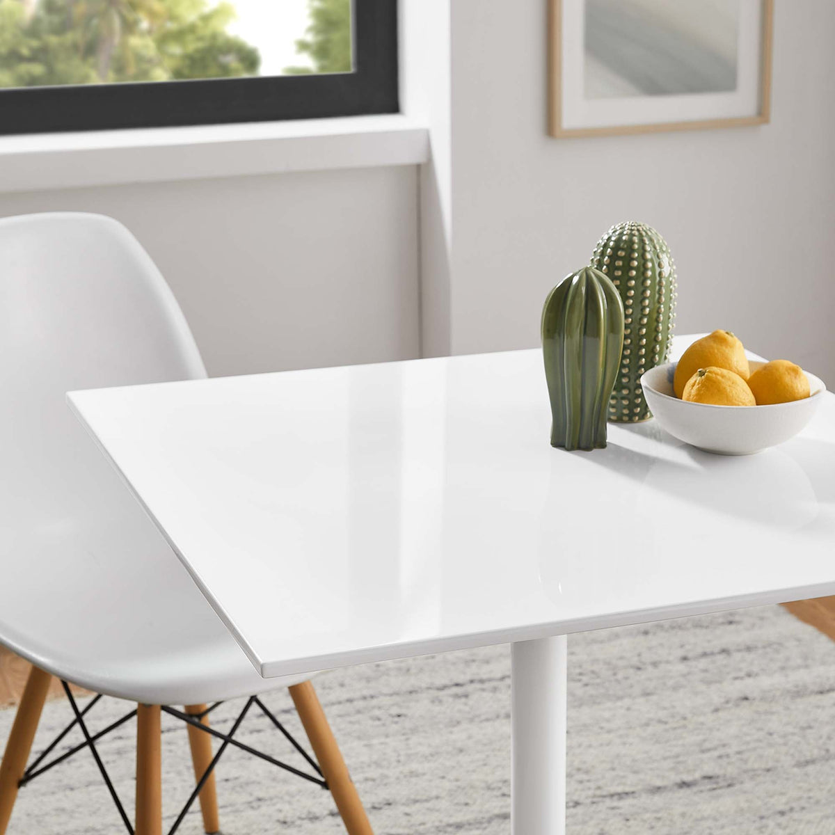 Lippa White 28" Square Wood Dining Table