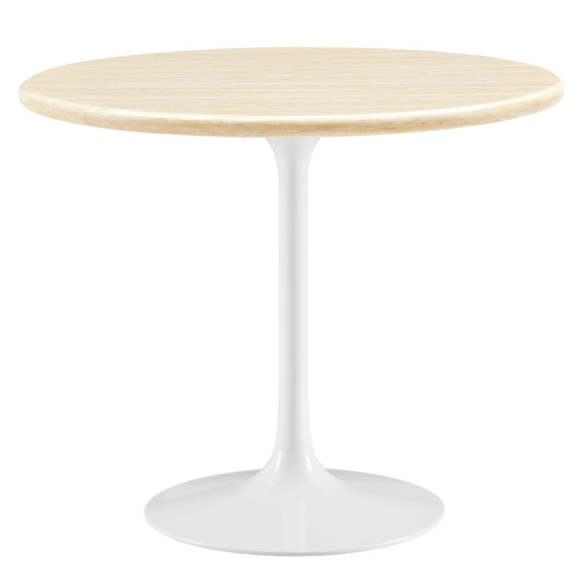 Lippa White 36" Round Faux Travertine Dining Table - Ornate Home