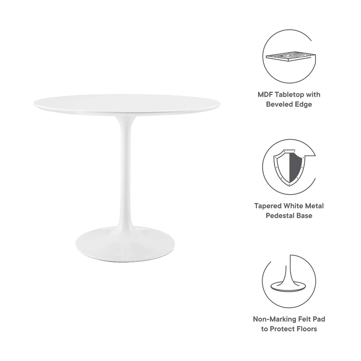 Lippa White 36" Round Wood Dining Table - Ornate Home