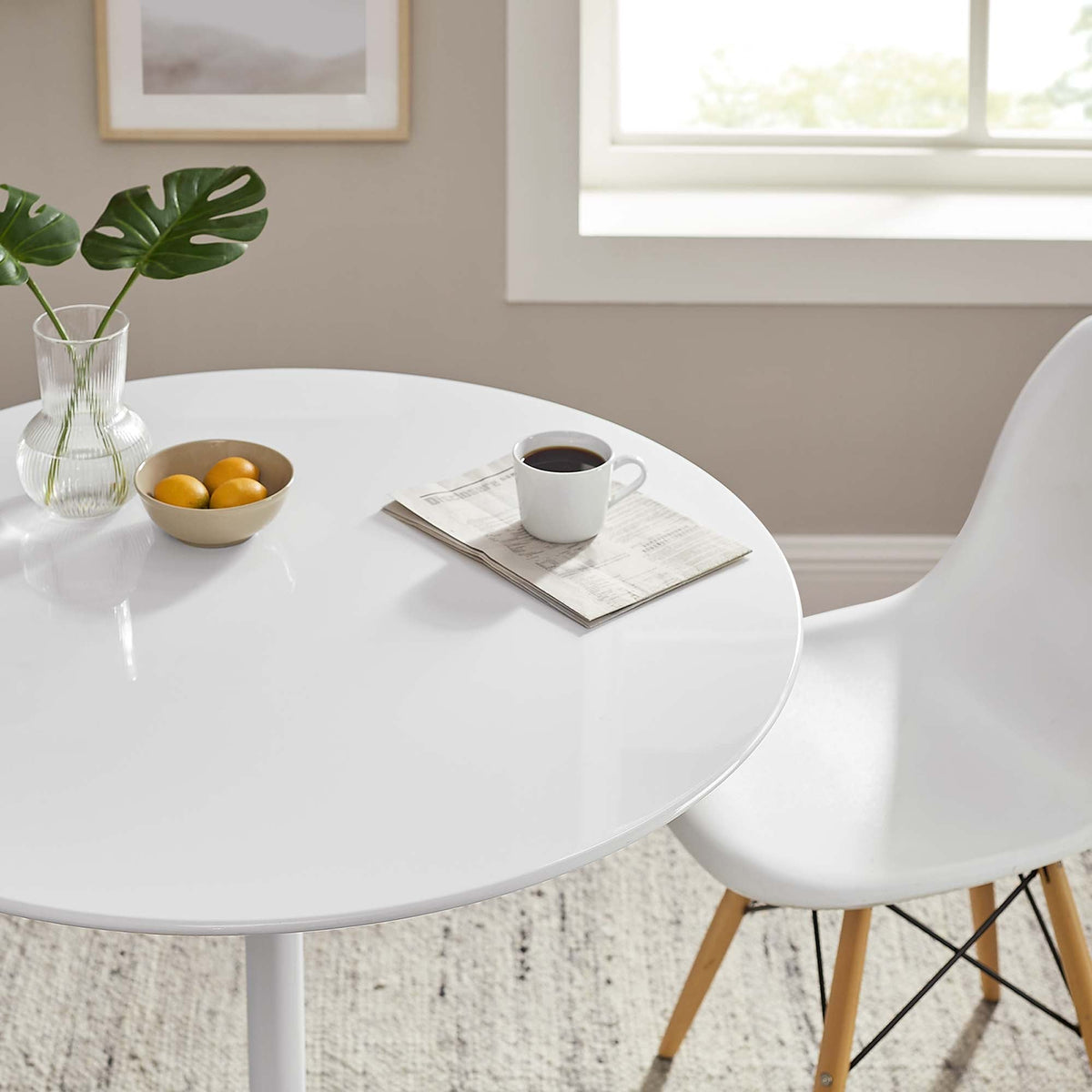 Lippa White 36" Round Wood Dining Table - Ornate Home