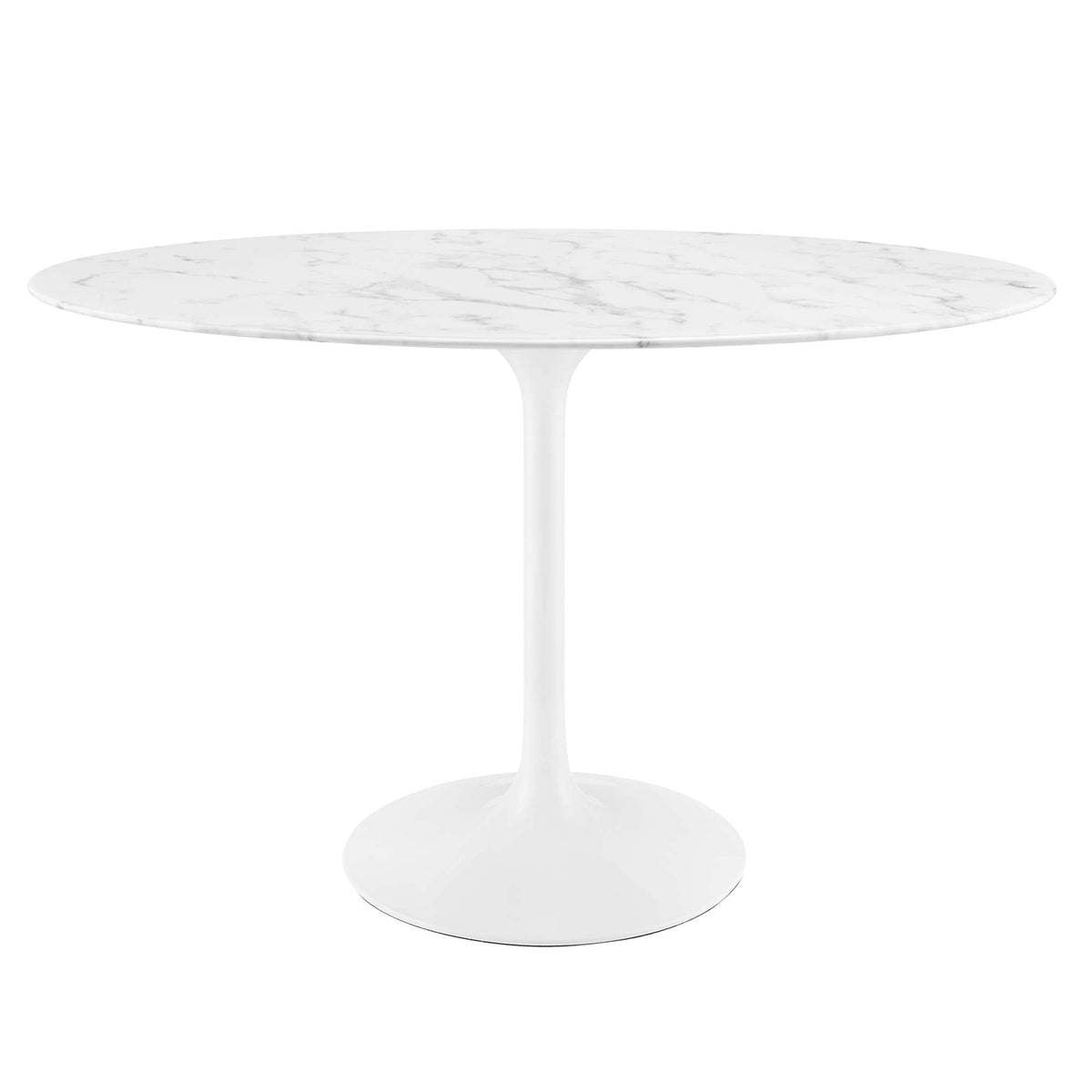 Lippa White 48" Oval Faux Marble Dining Table - Ornate Home